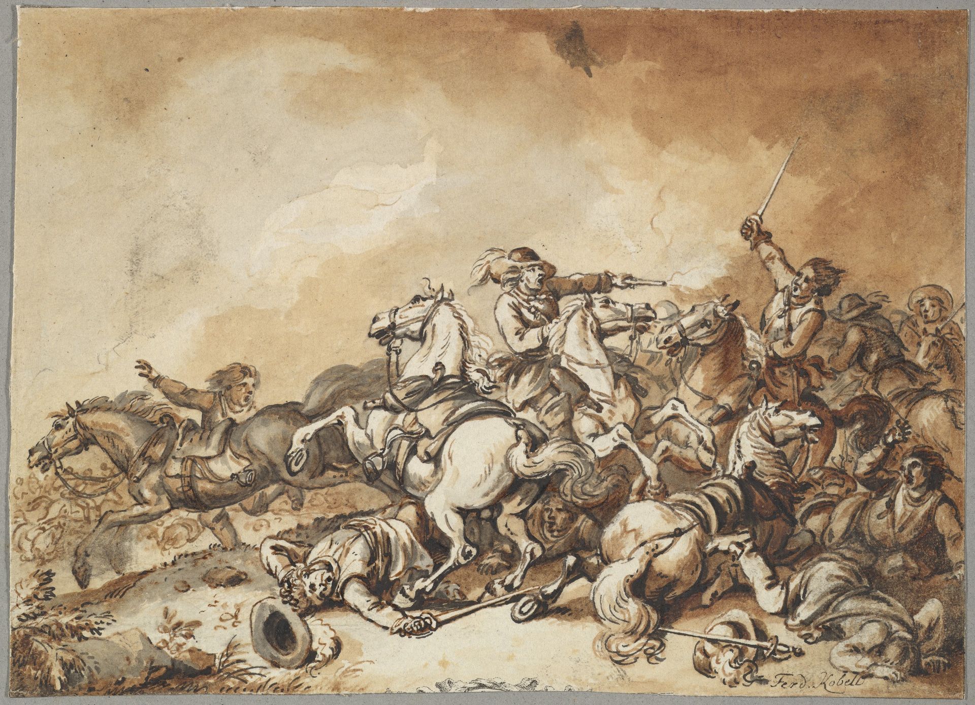 A Battle Scene by Ferdinand Kobell