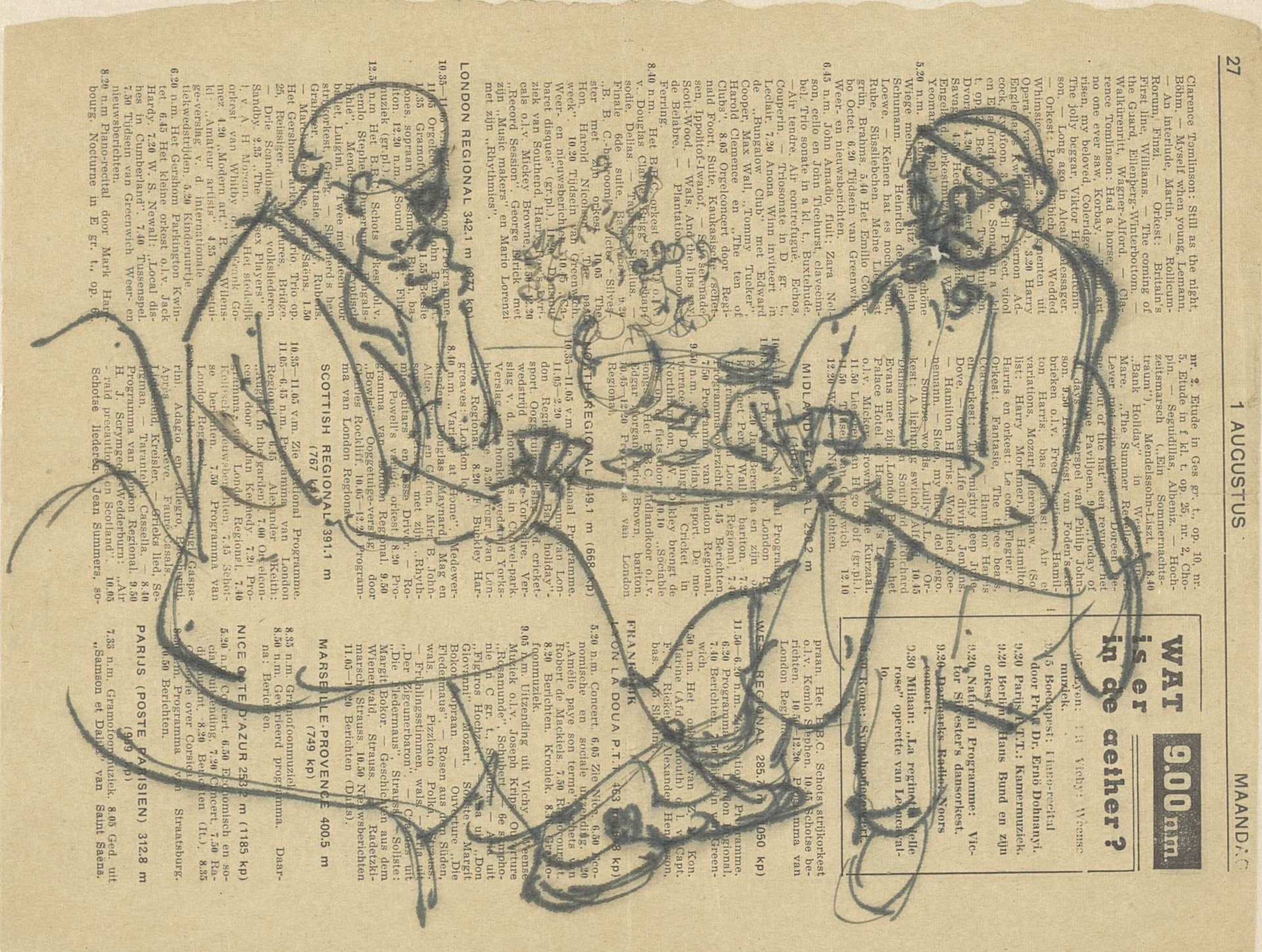 Man en vrouw kaartend by Dick Ket