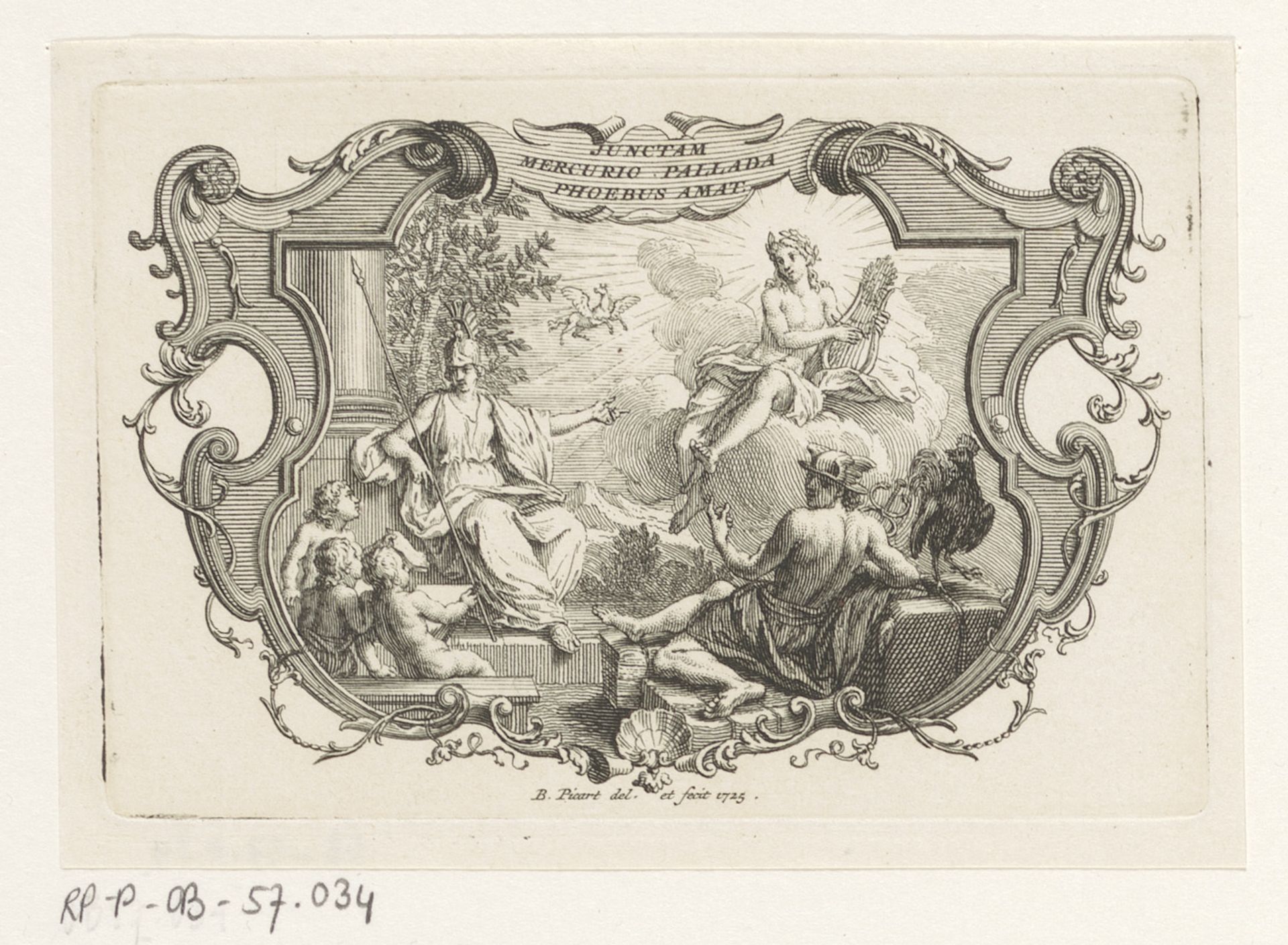 Apollo, Minerva en Mercurius bijeen by Bernard Picart