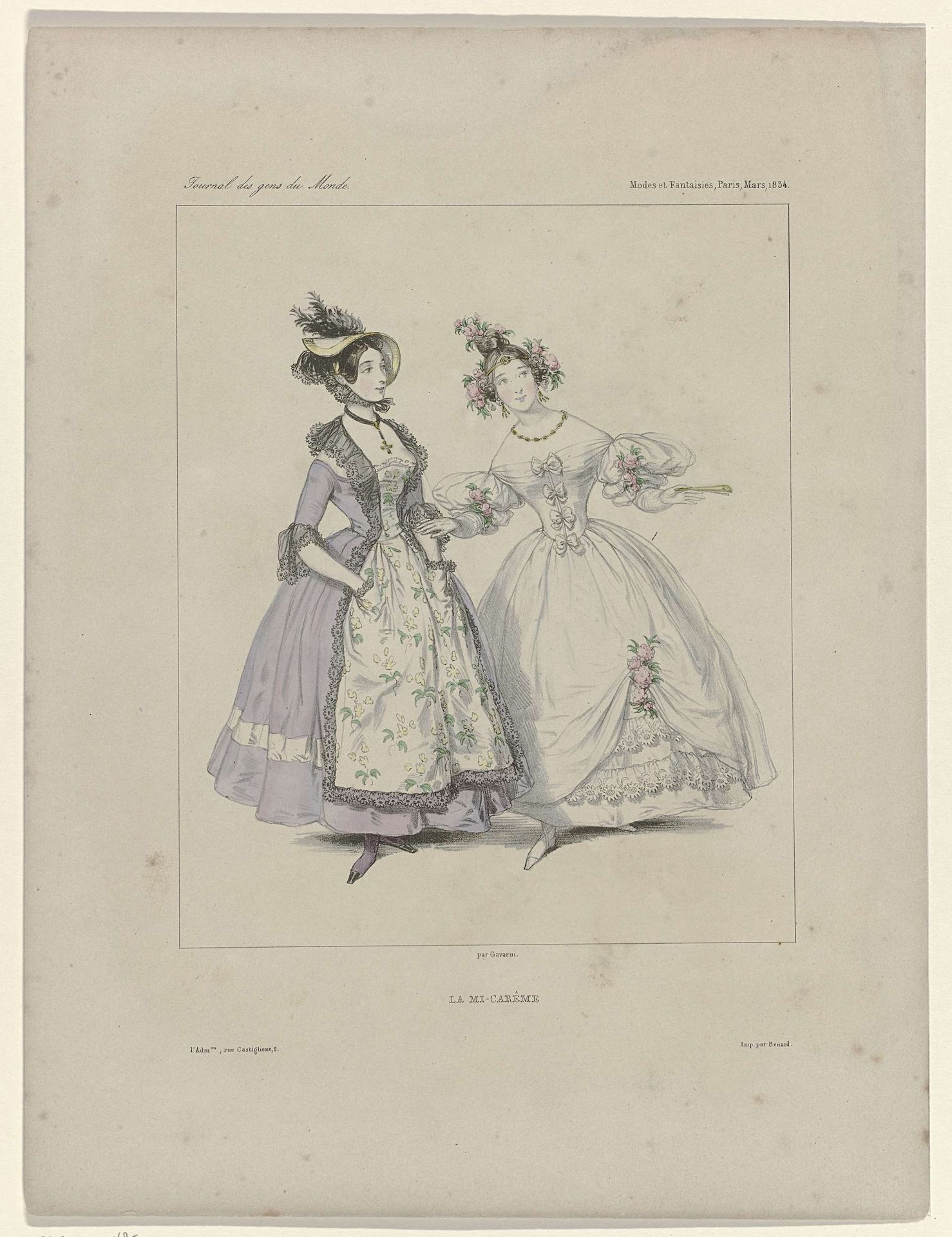 Journal des Gens du Monde, Modes et Fantaisies, Mars 1834 : La Mi-Carême by Paul Gavarni