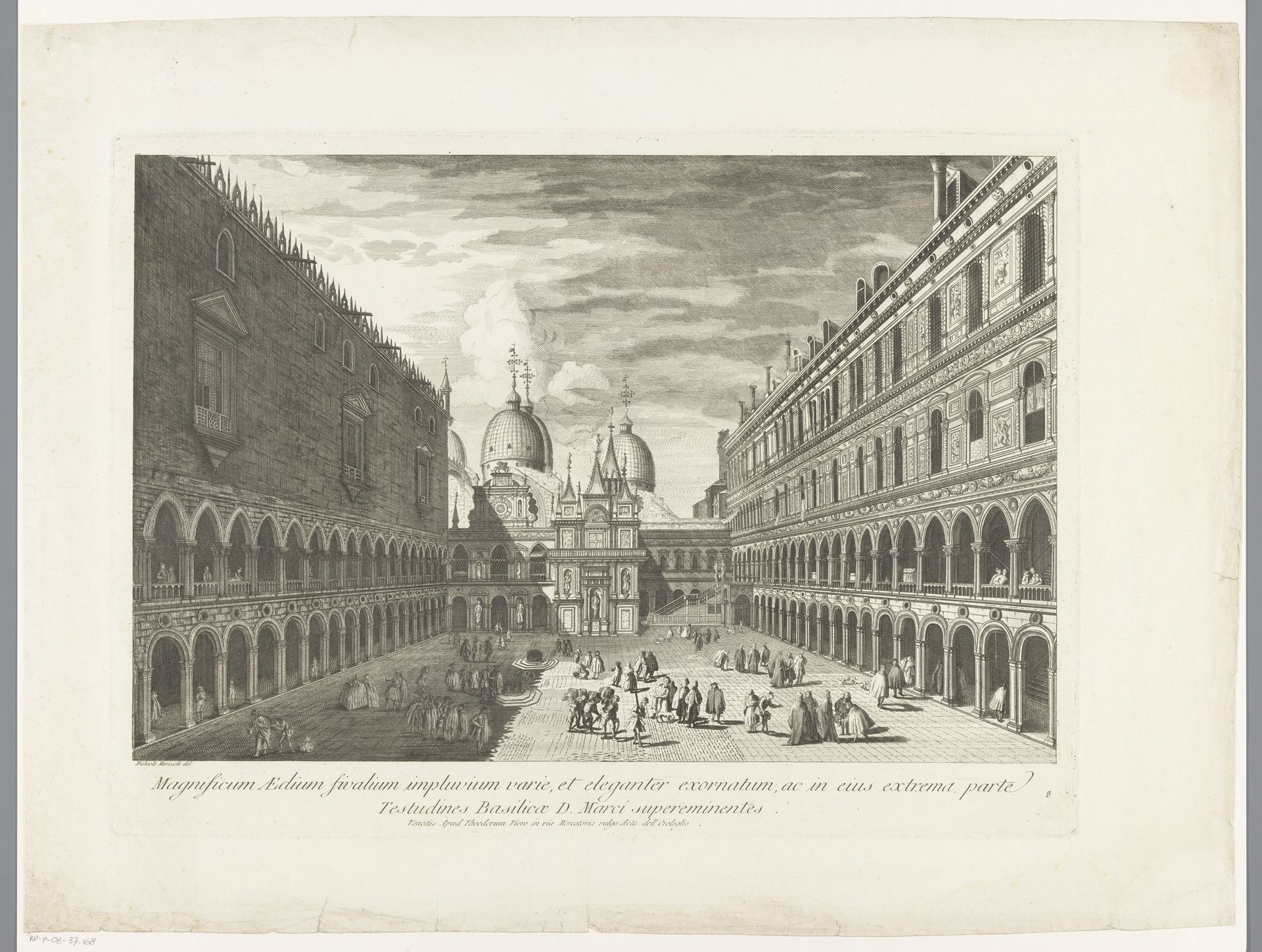Gezicht op de binnenplaats van het Dogepaleis te Venetië by Antonio Sandi