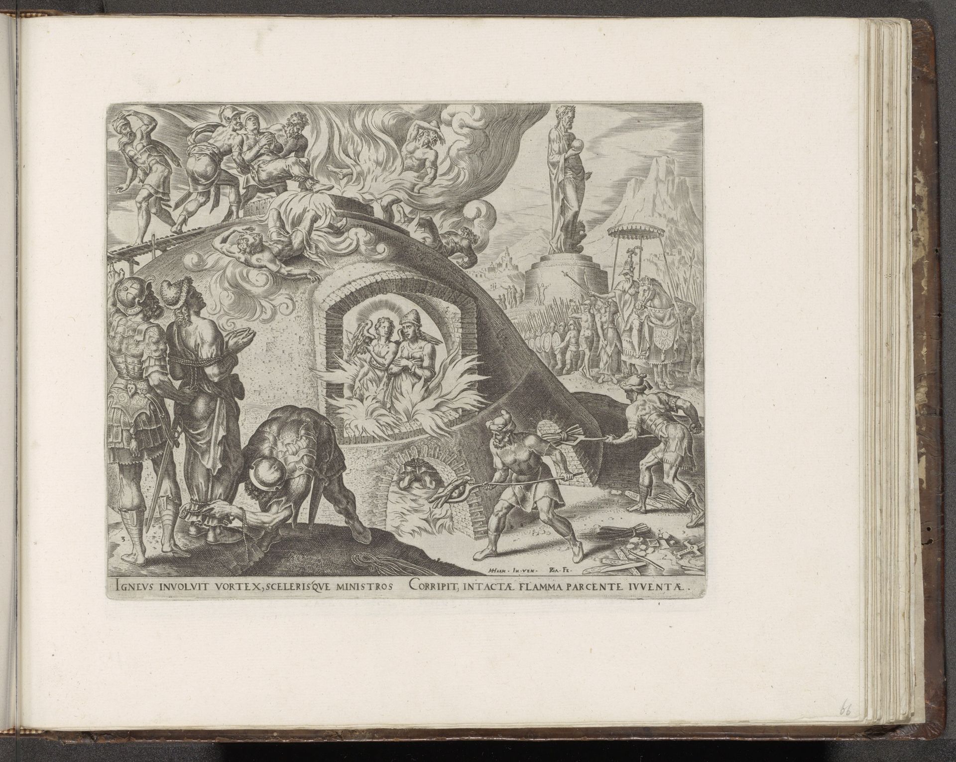 Sadrach, Mesach en Abednego worden in het vuur gegooid by Philips Galle