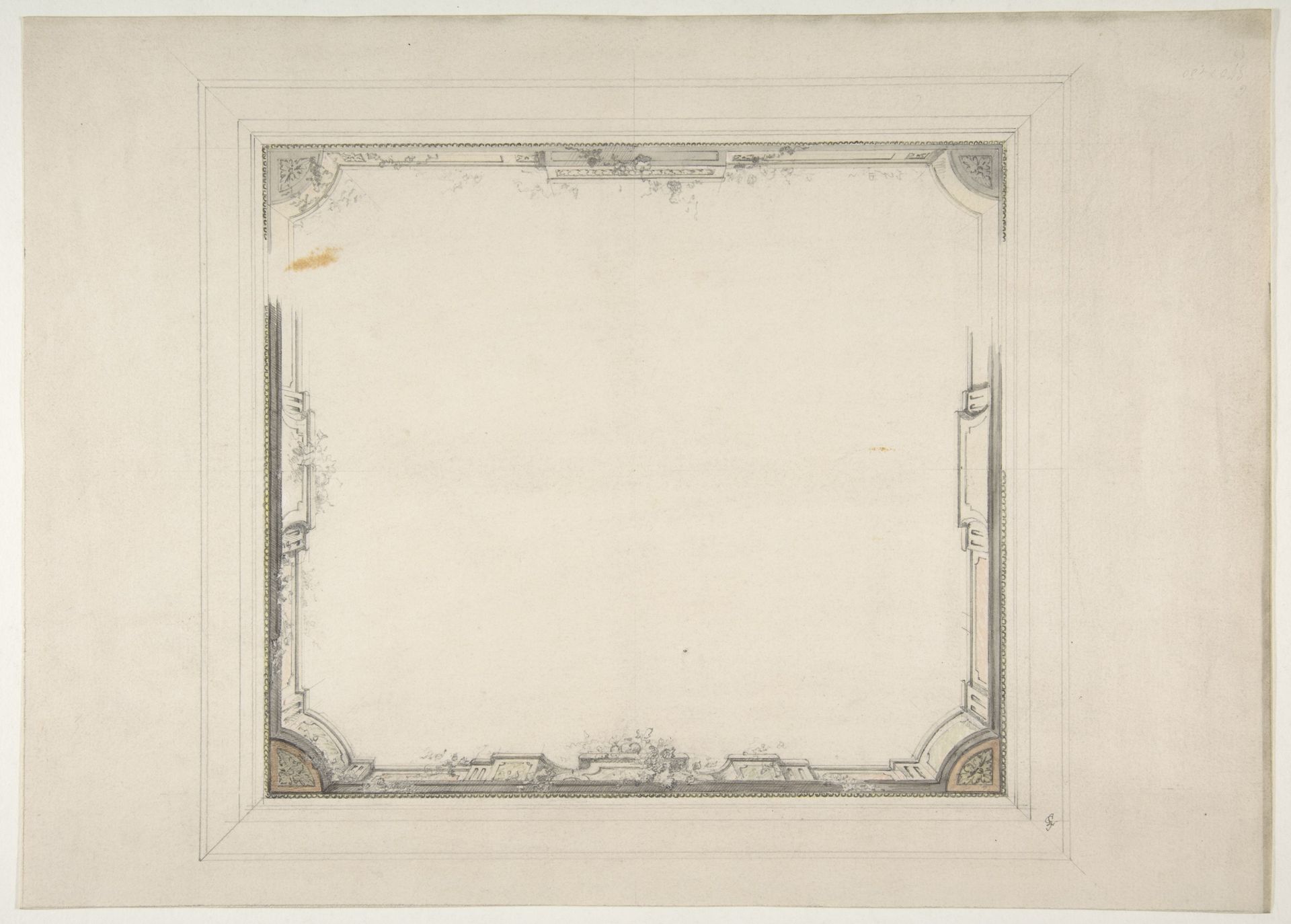 Design for a ceiling to be decorated with a trompe l'oeil balustrade by Jules-Edmond-Charles Lachaise