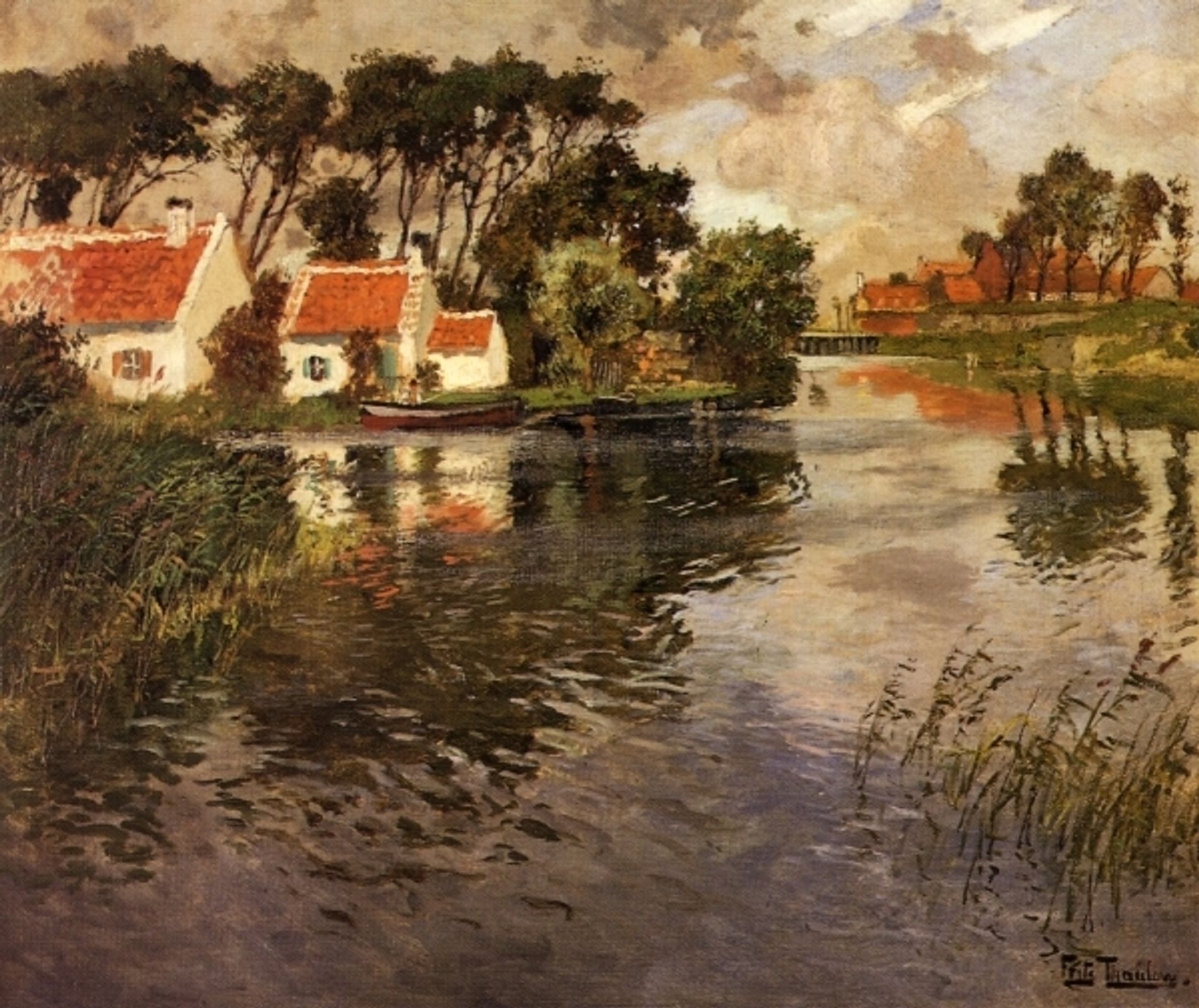 Cottages by a River by Frits Thaulow