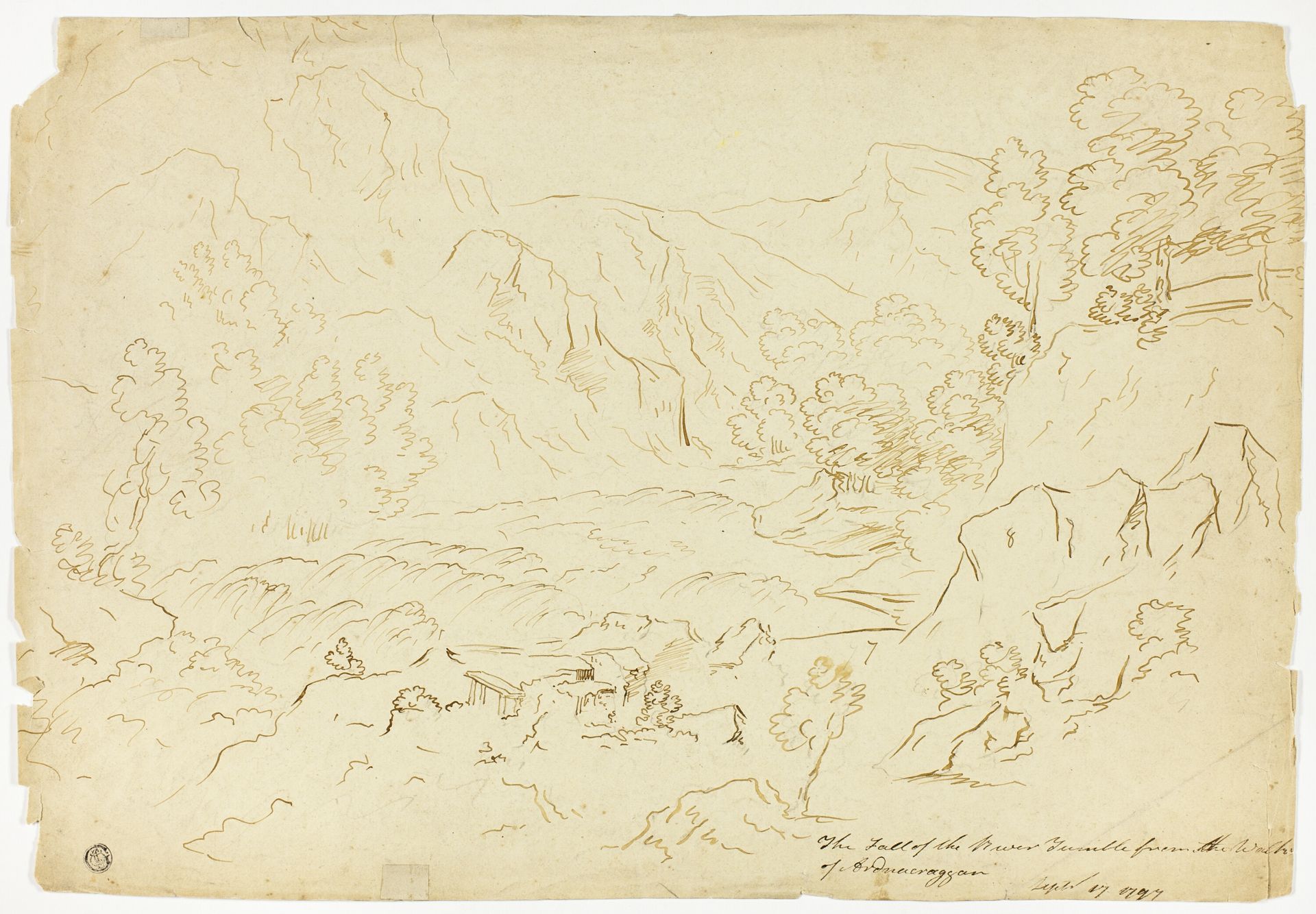 The Fall of the River Tumble (recto); View of Fastraly (verso) by Joseph Mallord William Turner