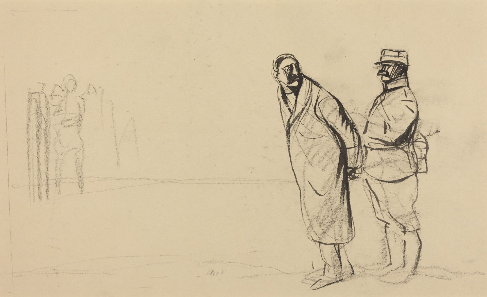 Au front de Vincennes.  Bolo pacha by Jean-Louis Forain