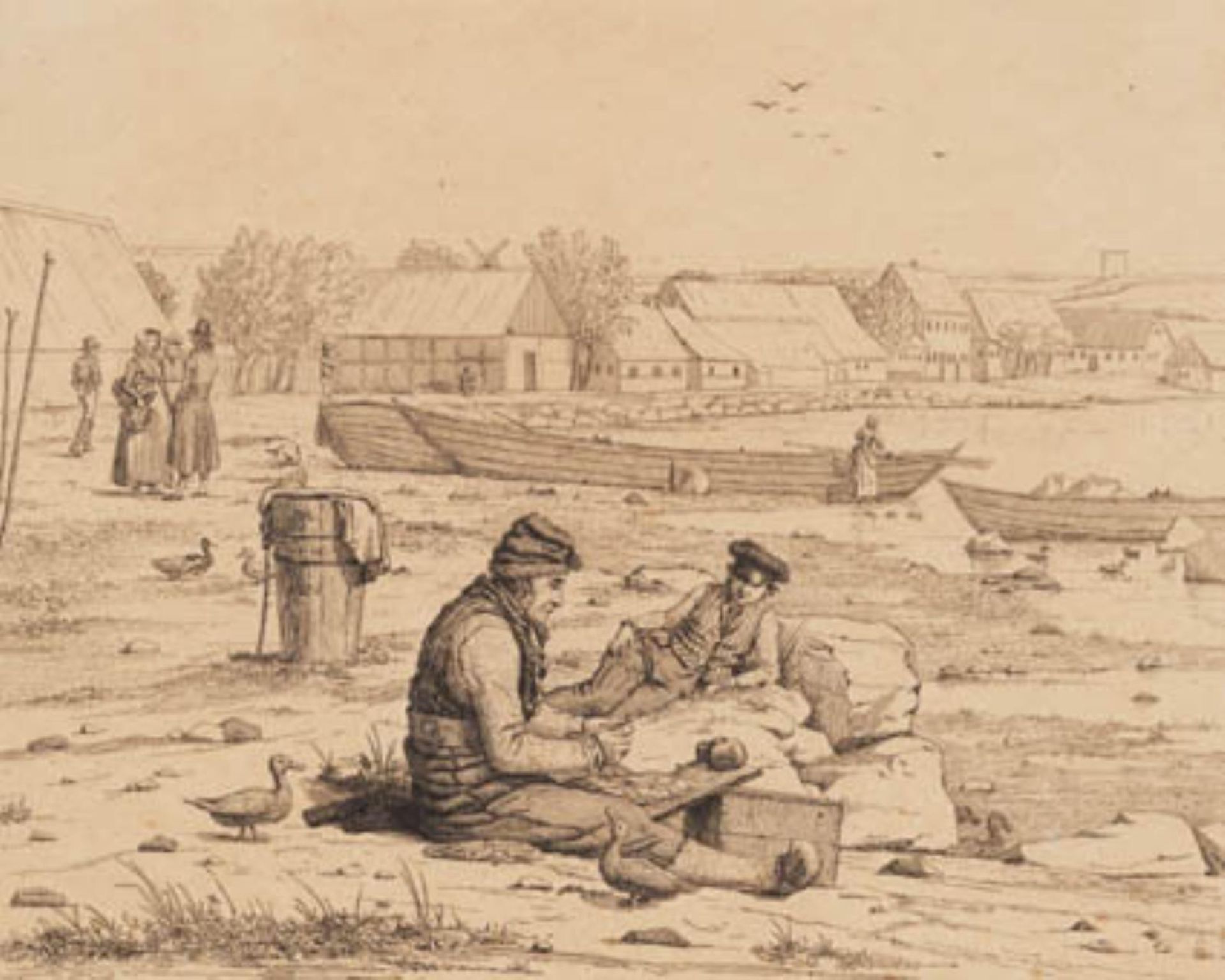 Strandgaden i Thisted. 1830 by Martinus Rørbye