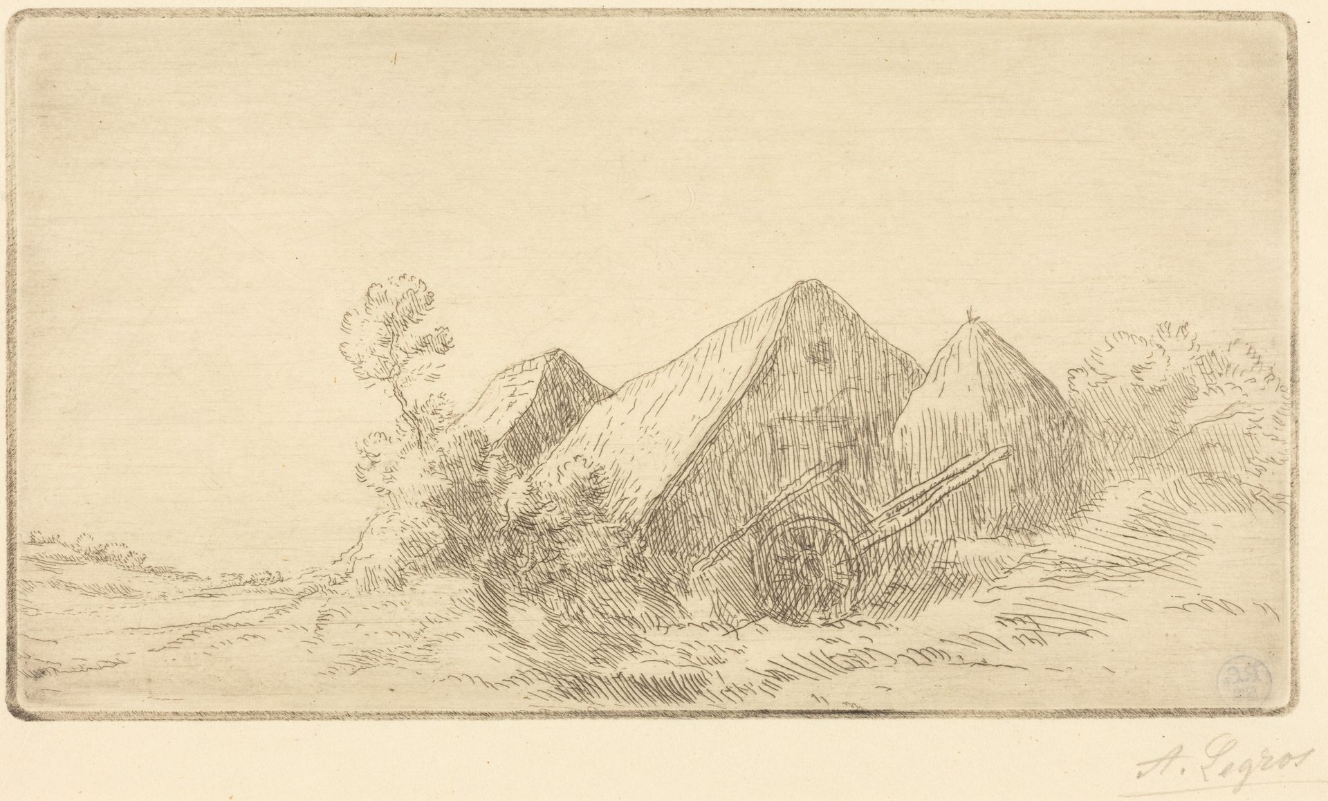 Cottage with a Cart (Chaumiere a la charette) by Alphonse Legros