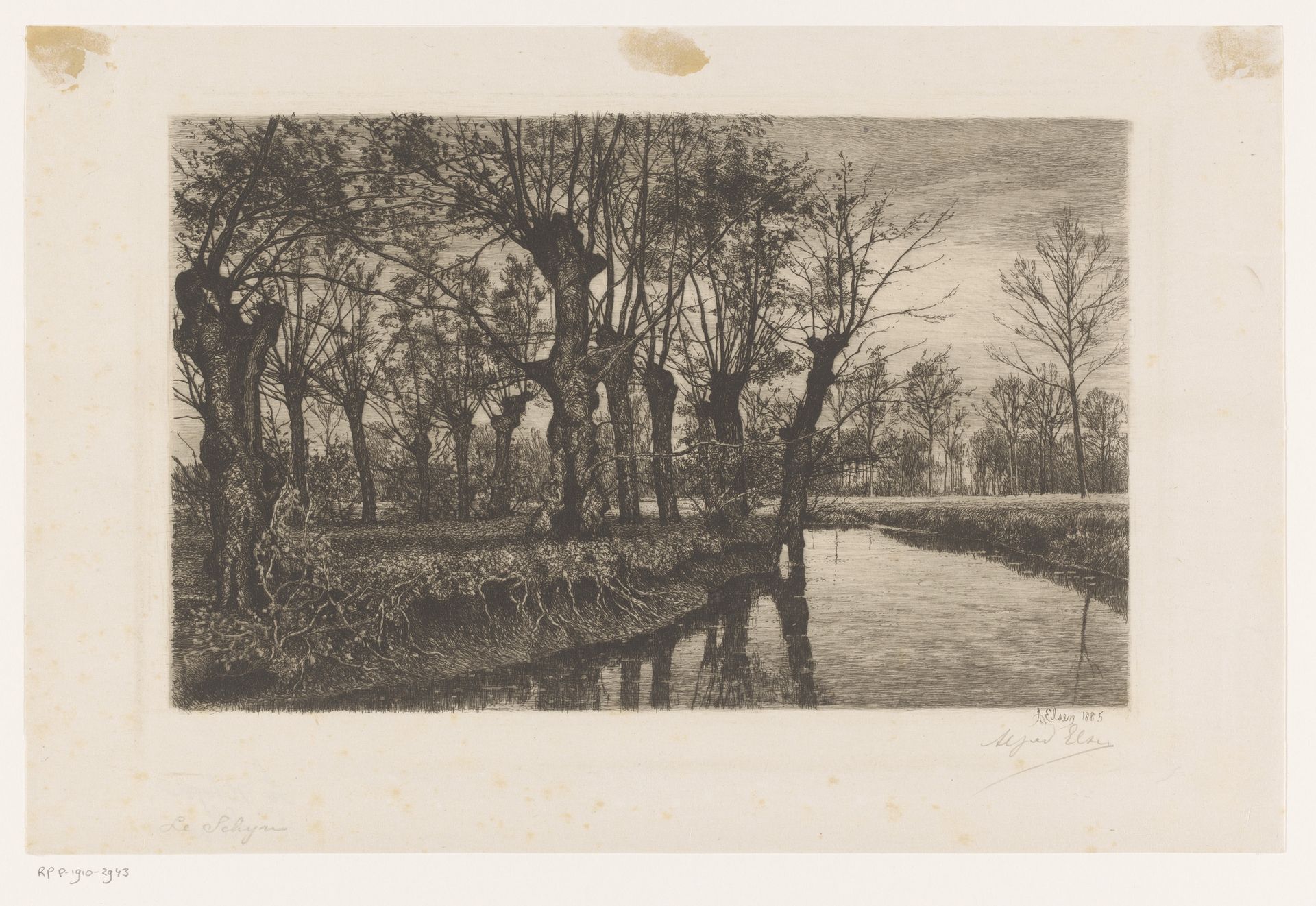 Wilgen langs de oever van een beek by Alfred Elsen