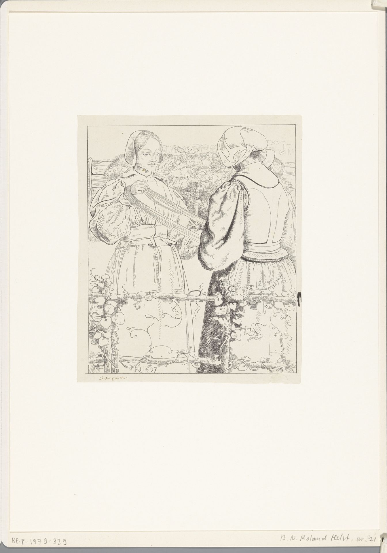Huizer meisjes die garen winden by Richard Nicolaüs Roland Holst