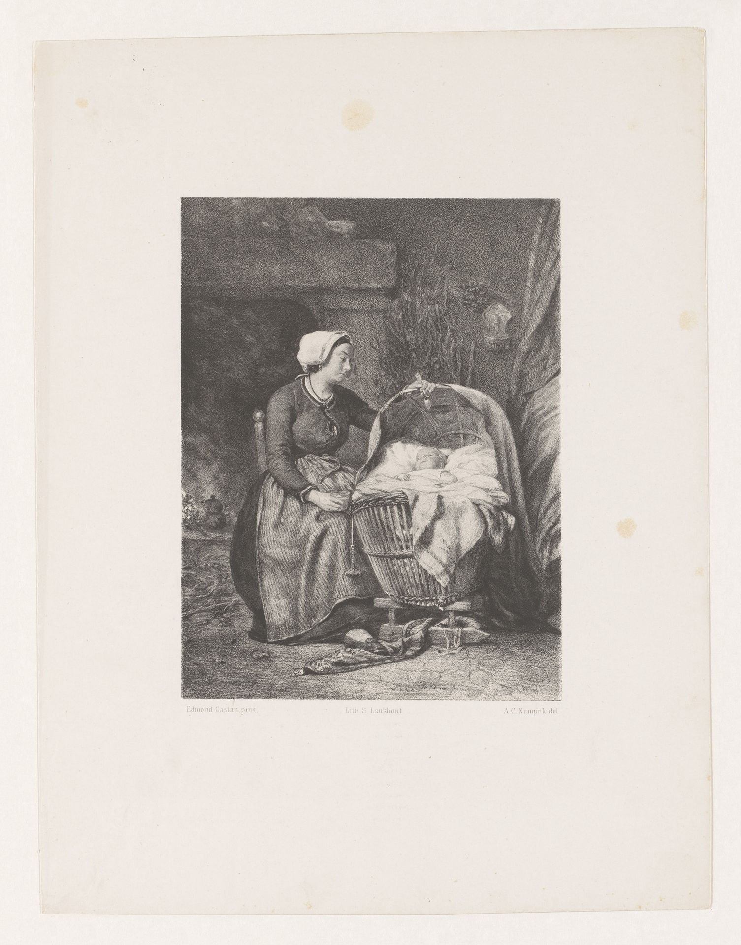 Vrouw met wieg by Adolf Carel Nunnink
