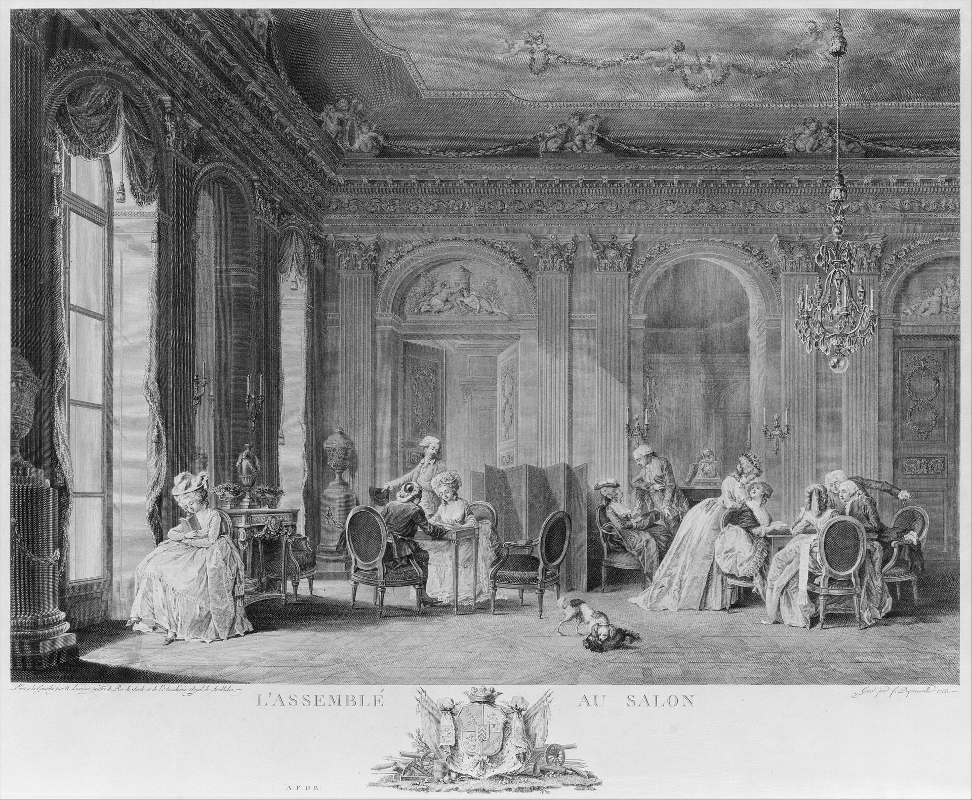 L'Assemblee au Salon by François Nicolas Barthélemy Dequevauviller