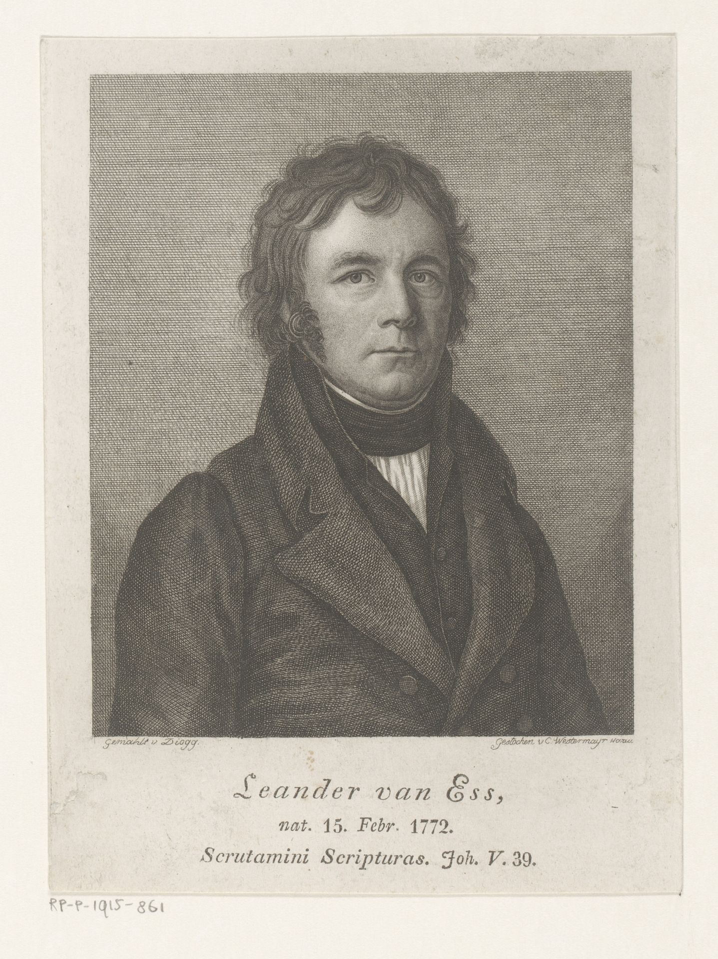 Portret van Leander van Ess by Konrad Westermayr