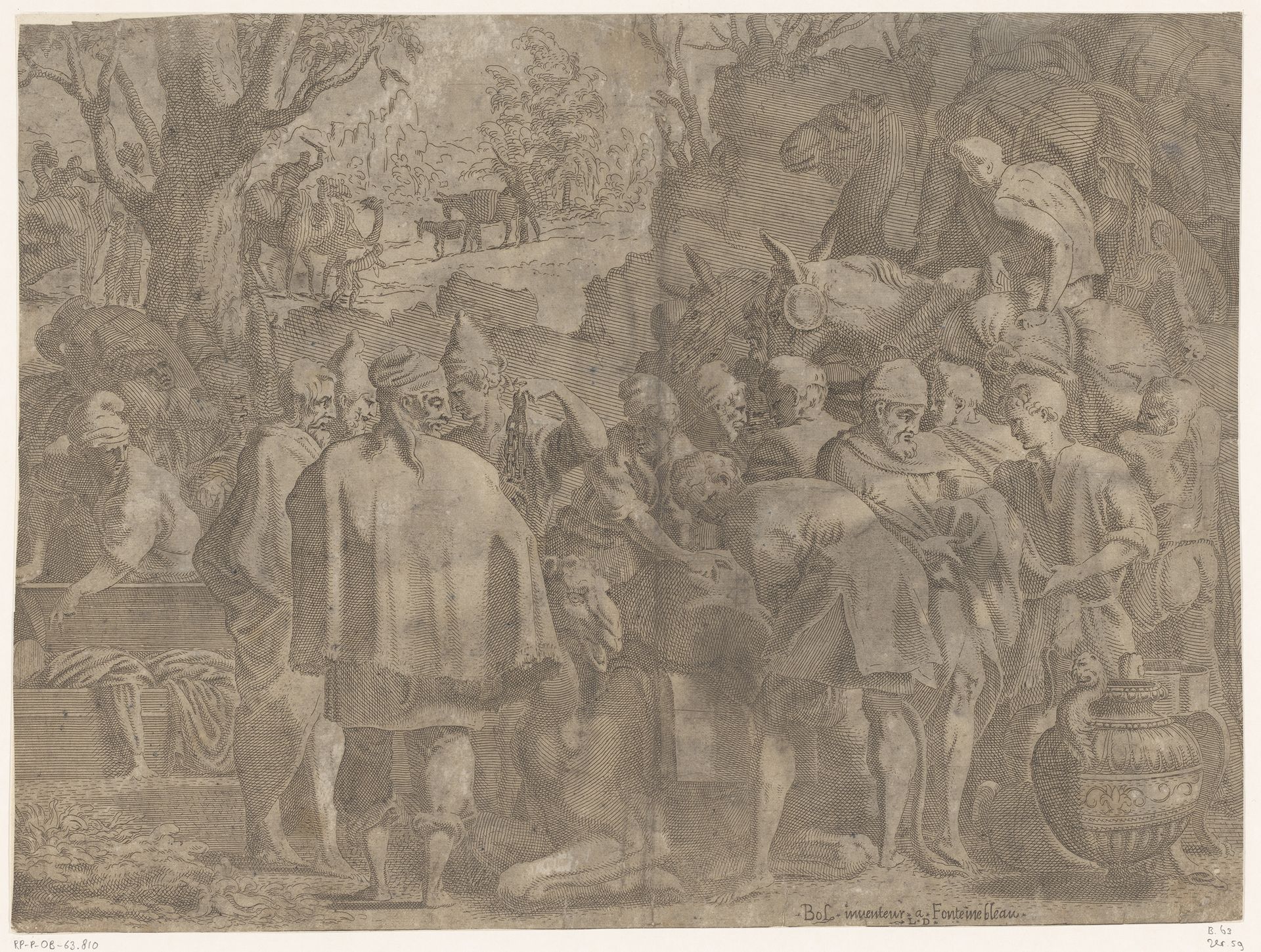 Handelaren rond een kameel by Léon Davent
