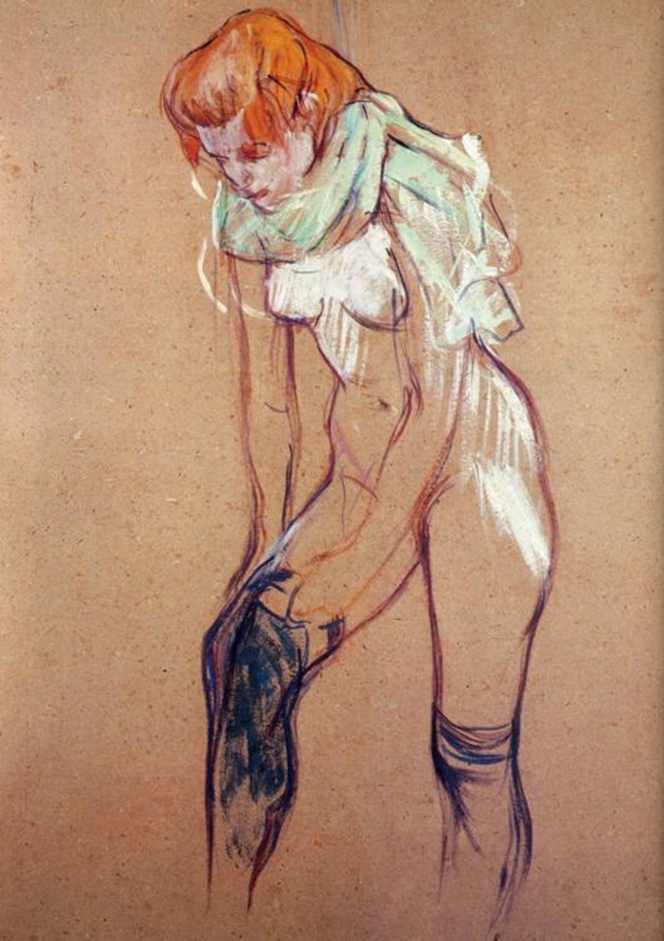 Woman Putting on Her Stocking by Henri de Toulouse-Lautrec