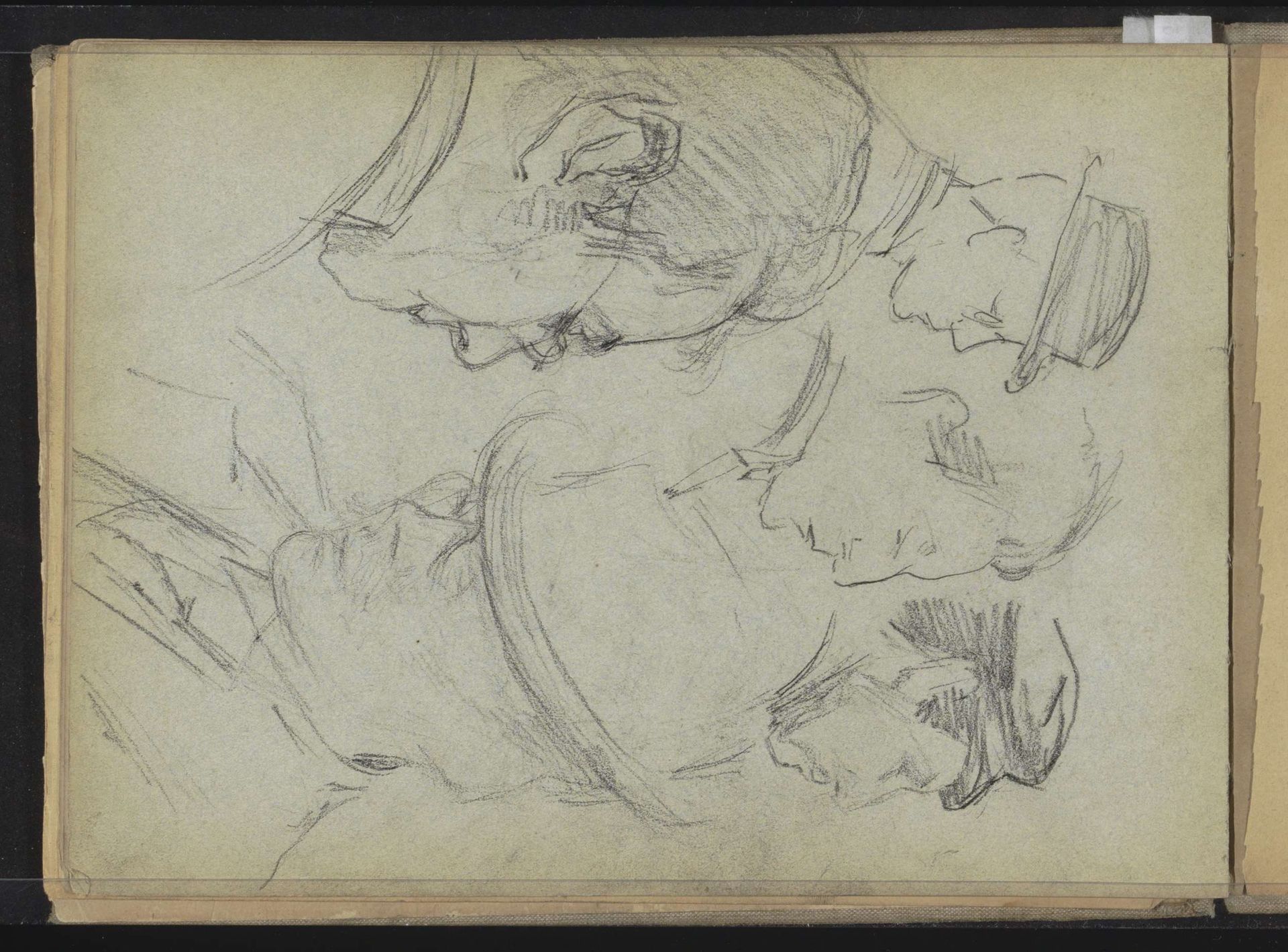 Hoofden van vijf mannen by Johanna van de Kamer