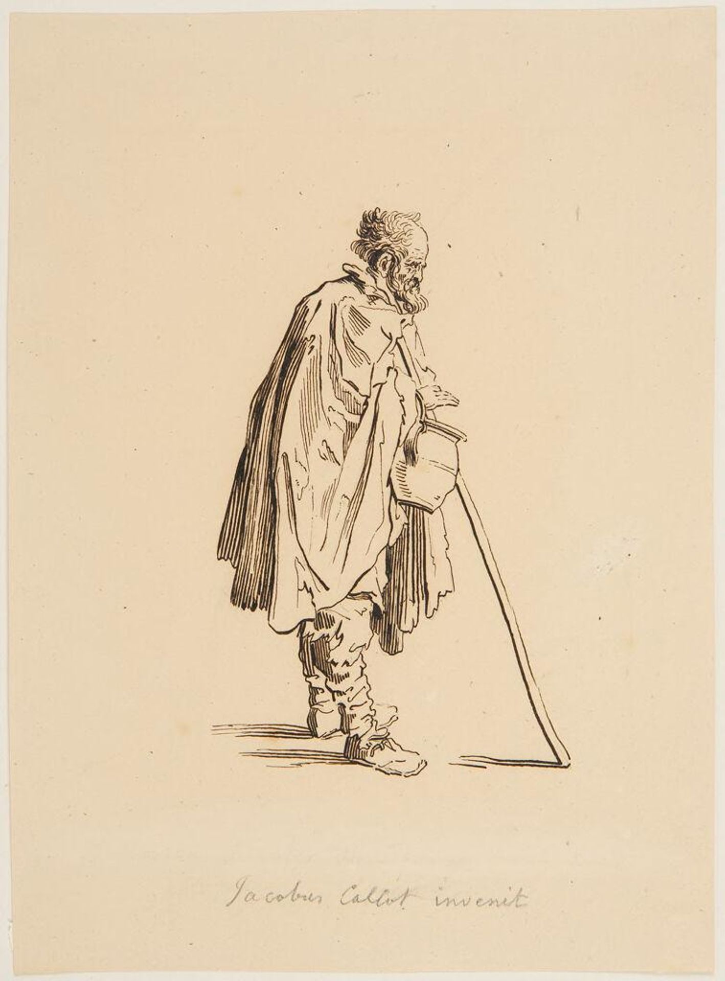 Beggar with a Warmer, after Callot by Adrian Ludwig Richter