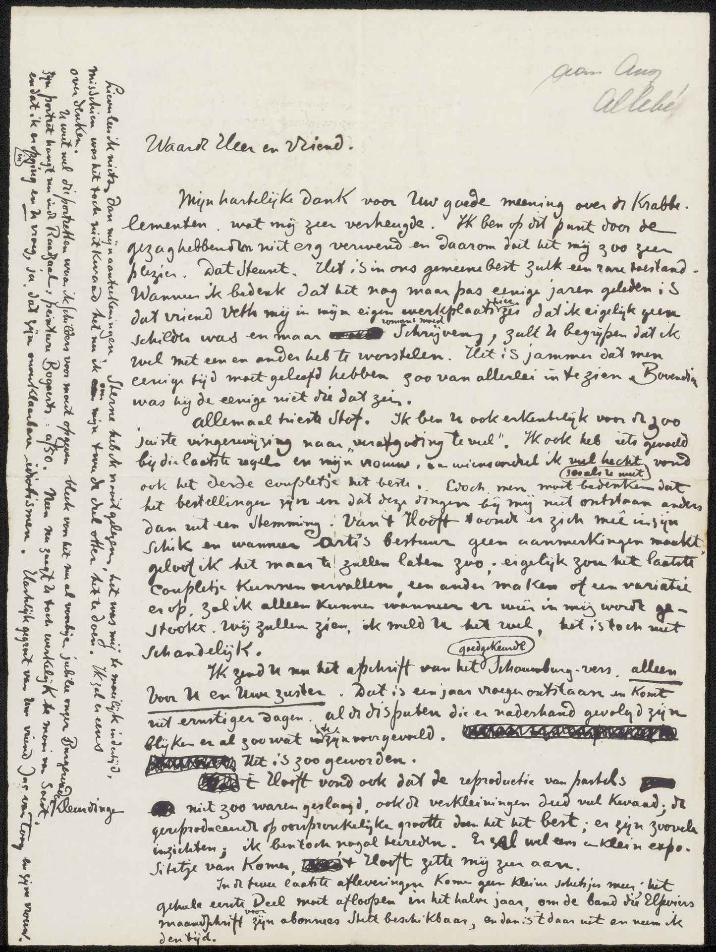 Brief aan onbekend, mogelijk August Allebé by Jac van Looij