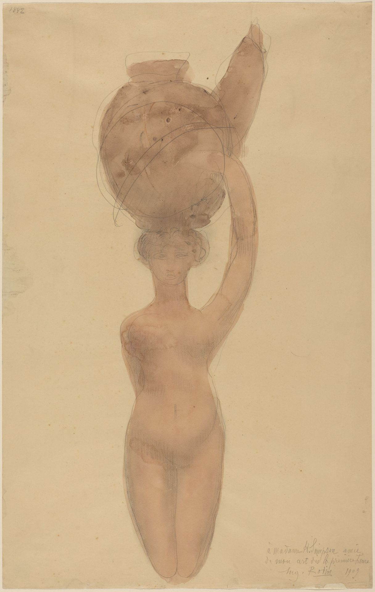 Nude Woman Carrying Vase on Head by Auguste Rodin