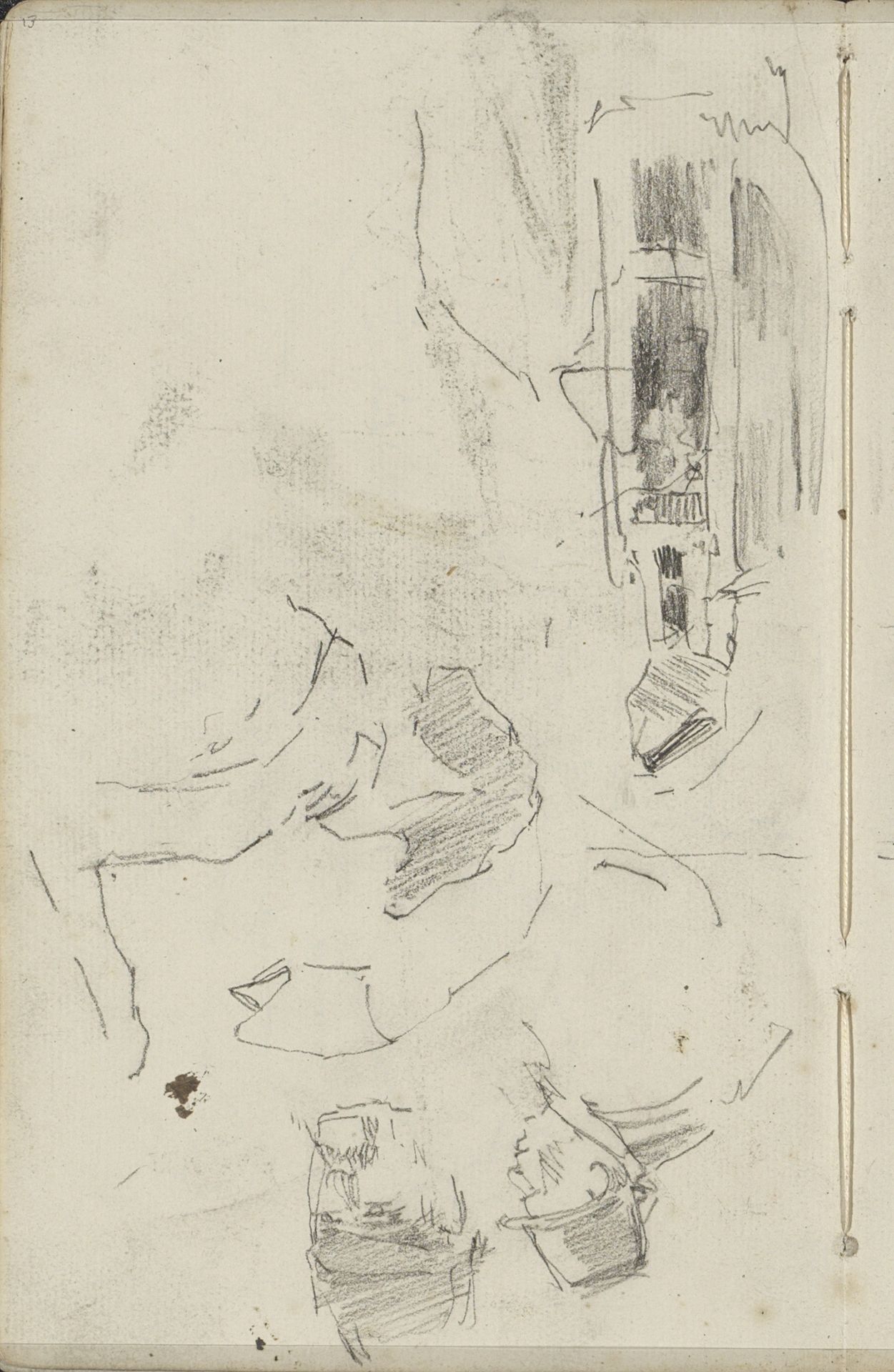 Studieblad met mannenhoofden en een geestelijke met mijter en kazuifel by George Hendrik Breitner