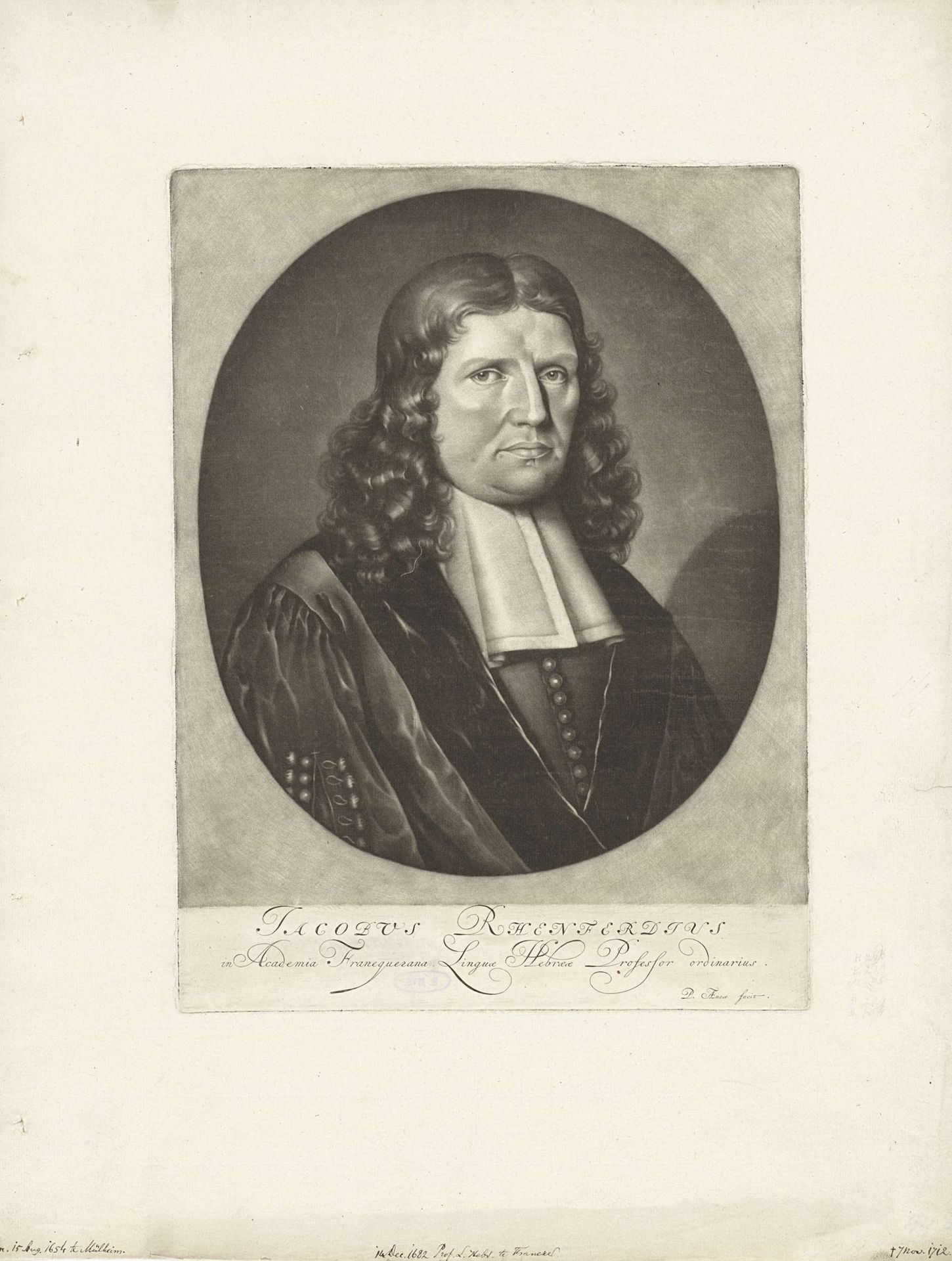 Portret van Jacob Rhenferd by Petrus Aeneae