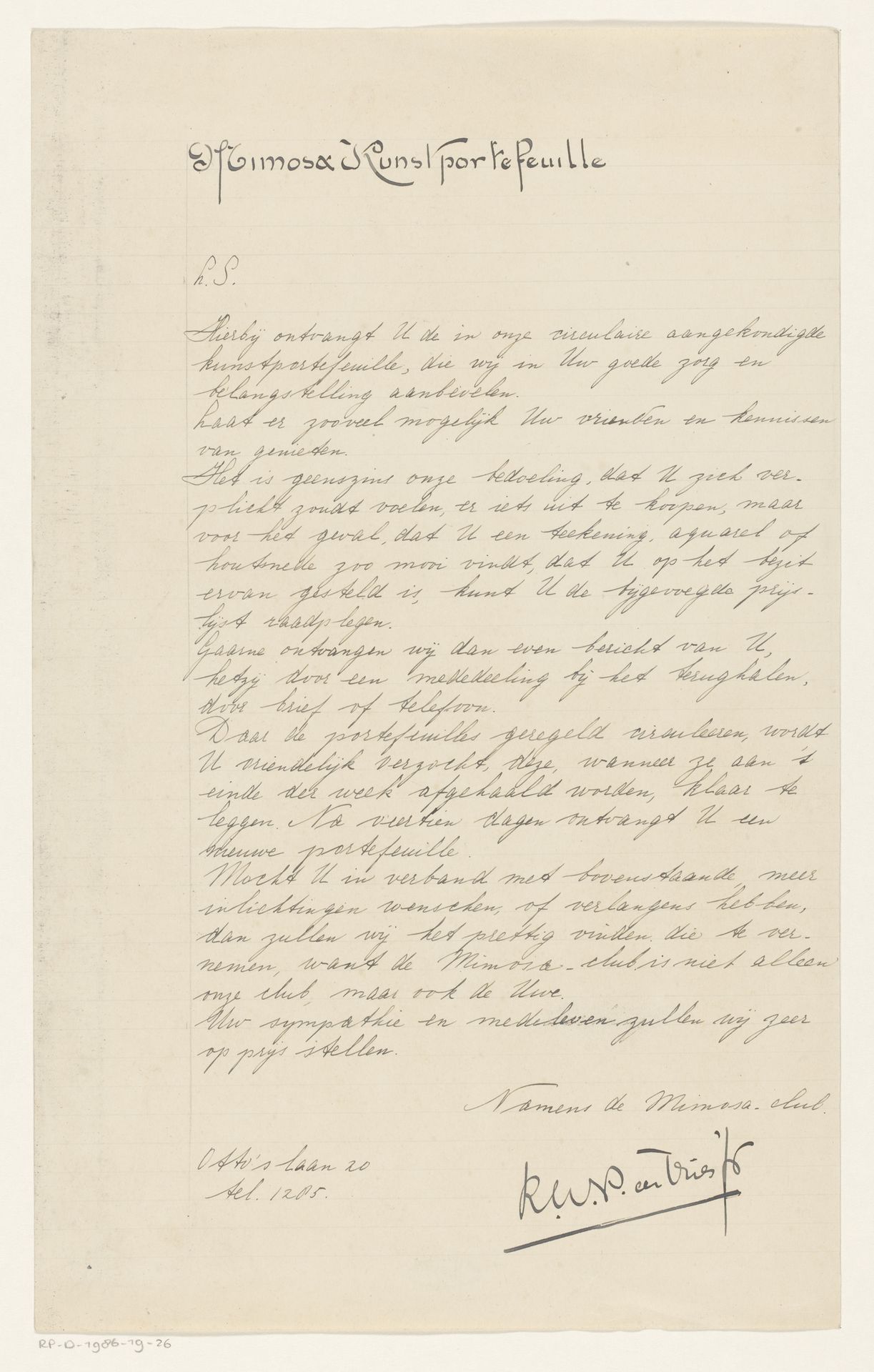 Brief aan anoniem by Reinier Willem Petrus de (1874-1952) Vries