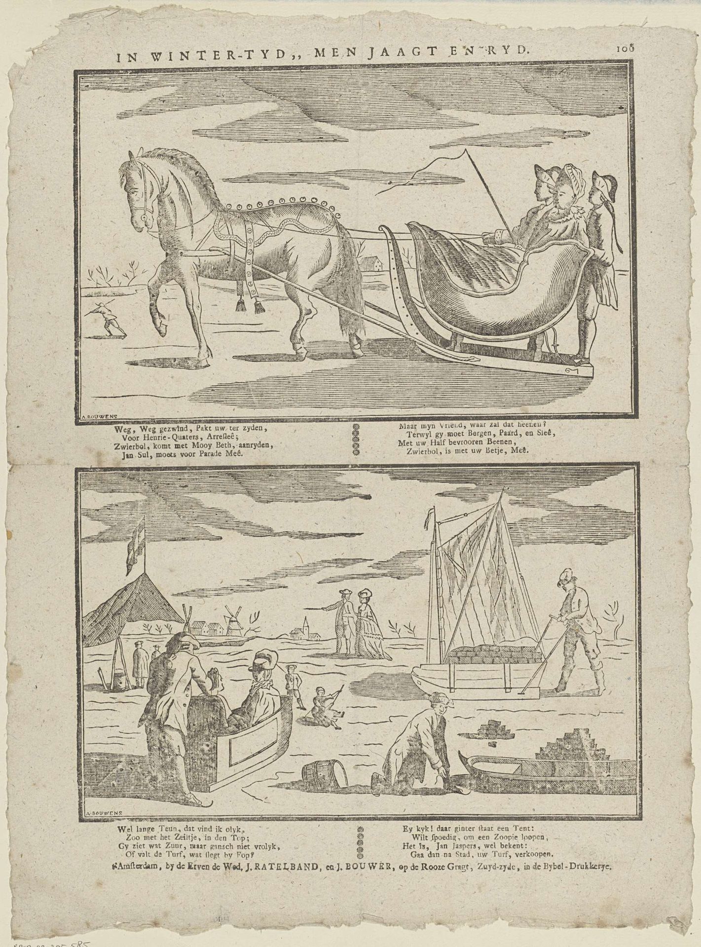 In winter-tyd,, men jaagt en ryd by A. Bouwens