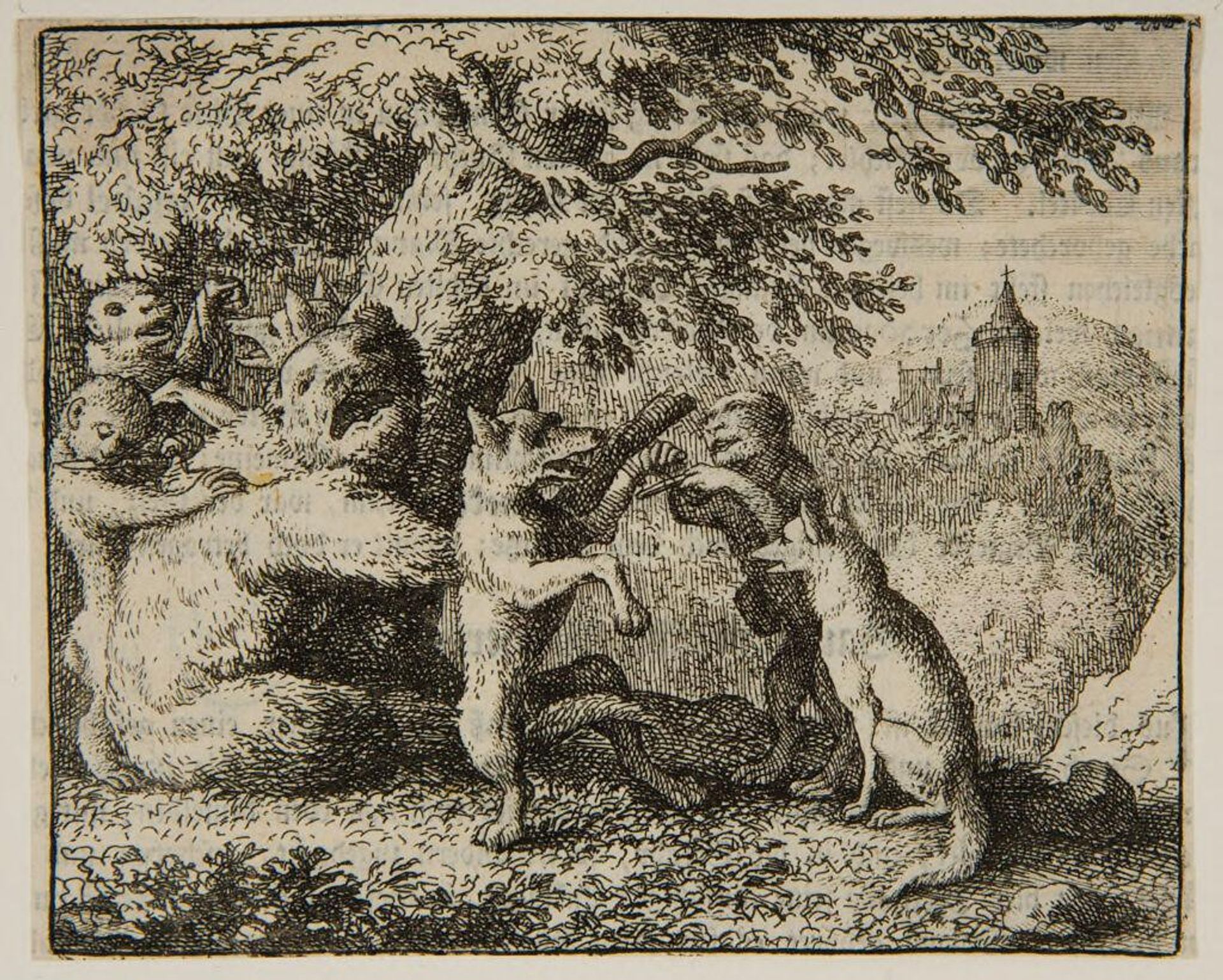Reynard and bear groomed by monkeys by Allart van Everdingen