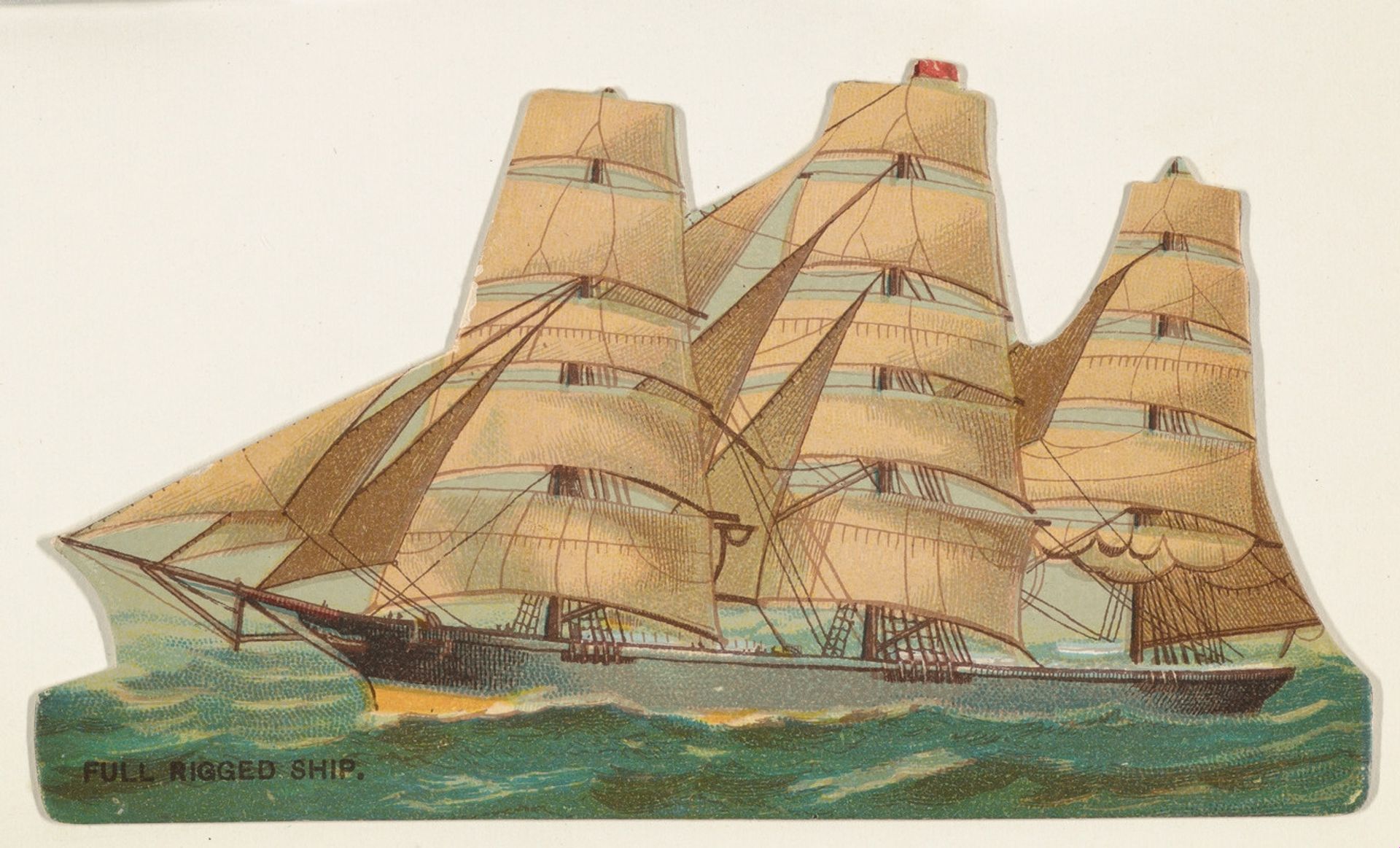 Full Rigged Ship, from the Types of Vessels series (N139) issued by Duke Sons & Co. to promote Honest Long Cut Tobacco by W. Duke, Sons & Co.