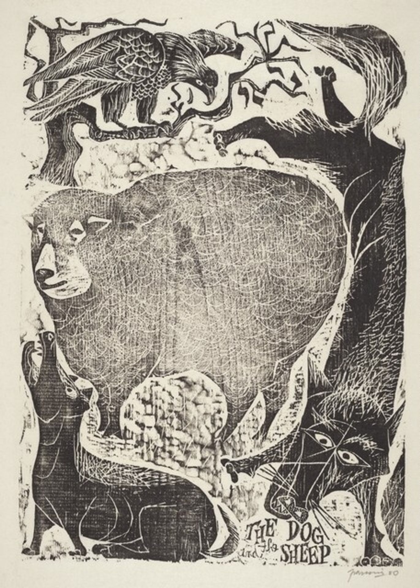 The Dog and the Sheep by Antonio Frasconi