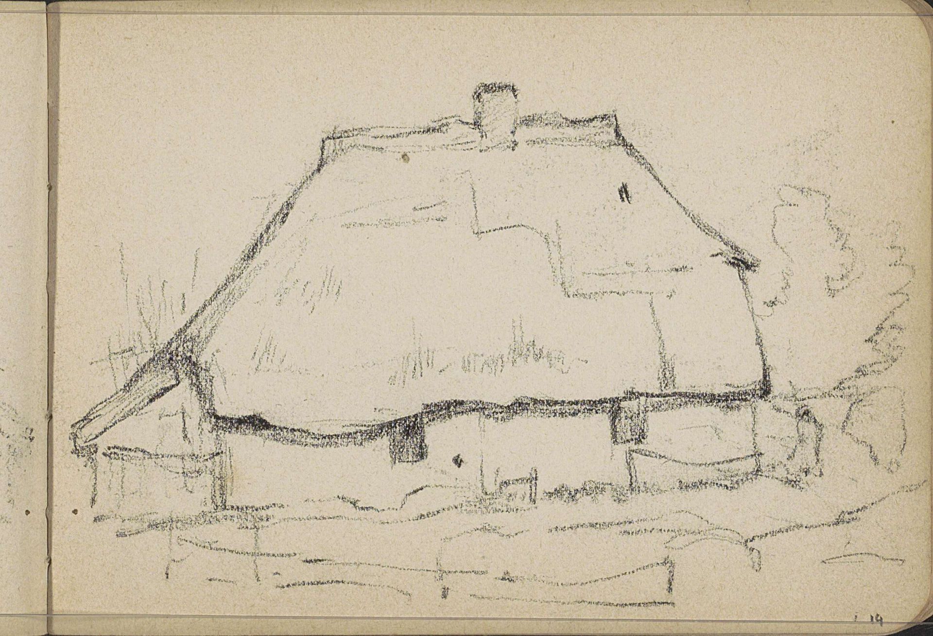 Boerderij met een rieten dak by Willem Cornelis Rip