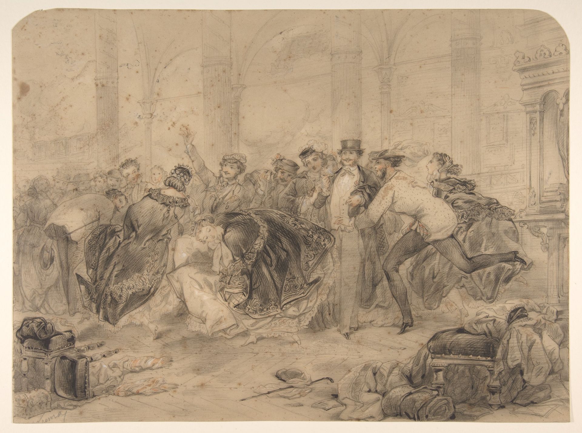 Crowd Leaving a Theatre [?] by Pierre-Numa Bassaget, called Numa