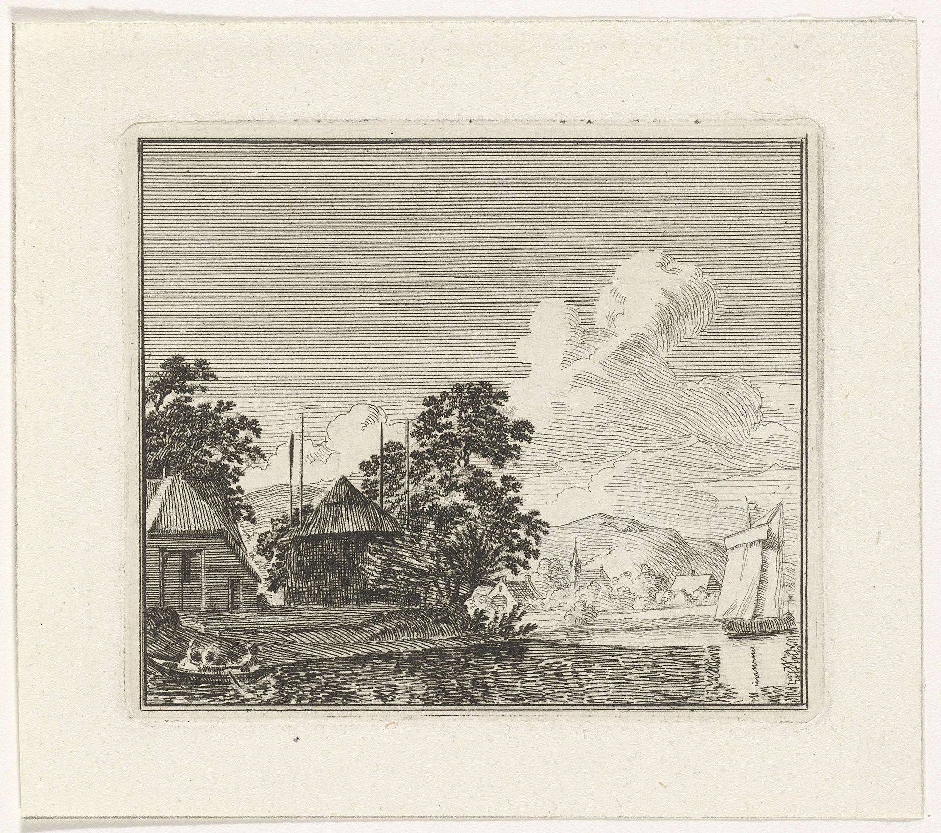 Riviergezicht met een hooiberg by Hendrik Hoogers