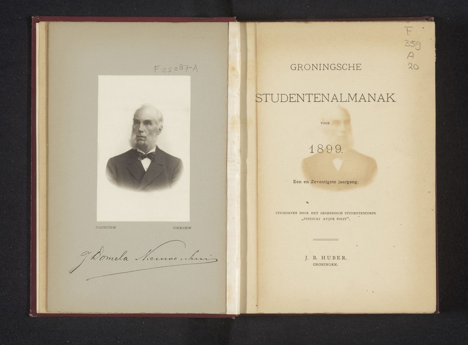 Portret van Jacob Domela Nieuwenhuis, hoogleraar rechtsgeleerdheid in Groningen en rector magnificus van 1898 tot 1899 by Friedrich Julius von Kolkow