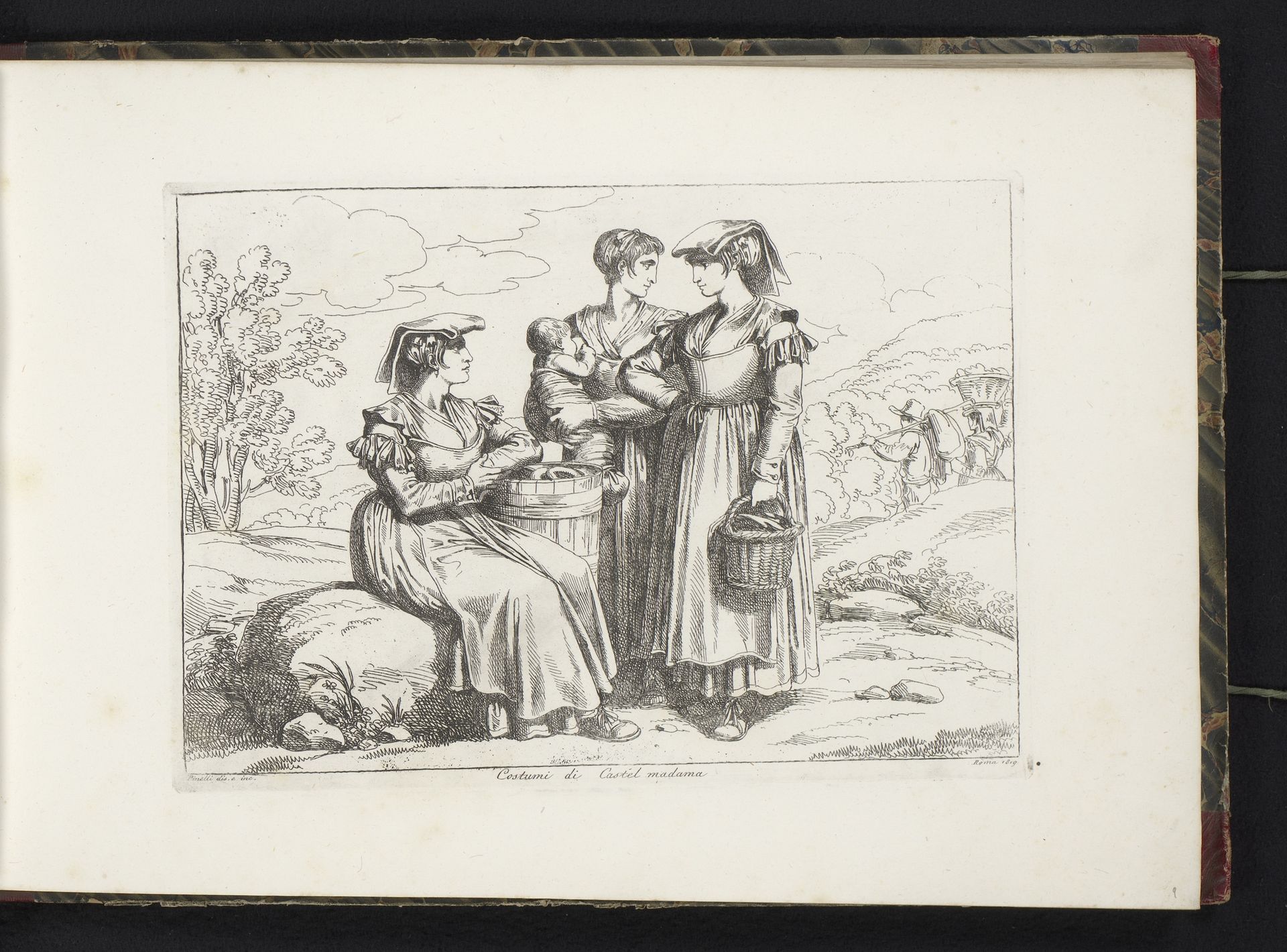 Drie vrouwen en een kind uit Castel Madama by Bartolomeo Pinelli
