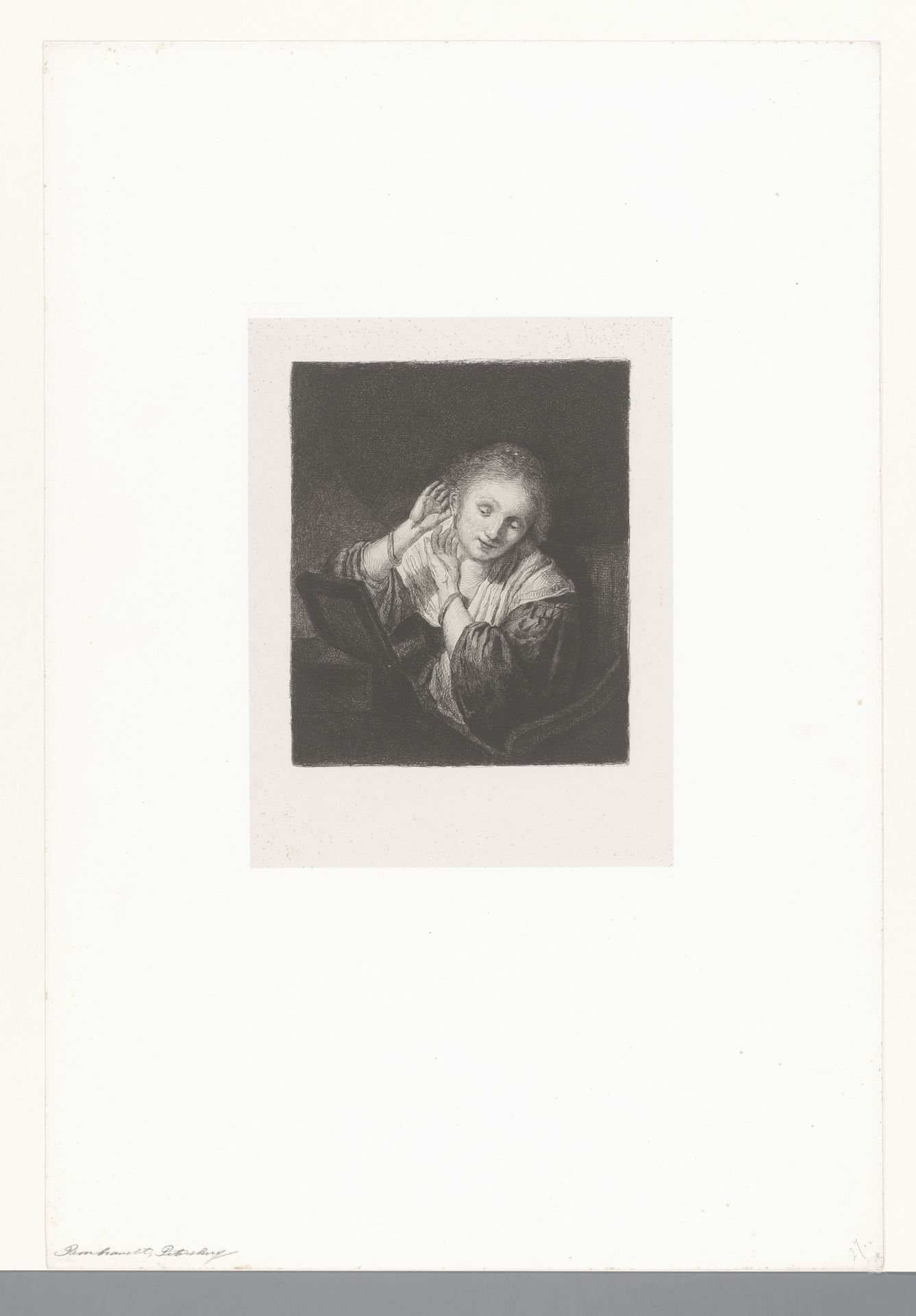 Jonge vrouw met oorbellen by Nikolay Semyonovich Mosolov