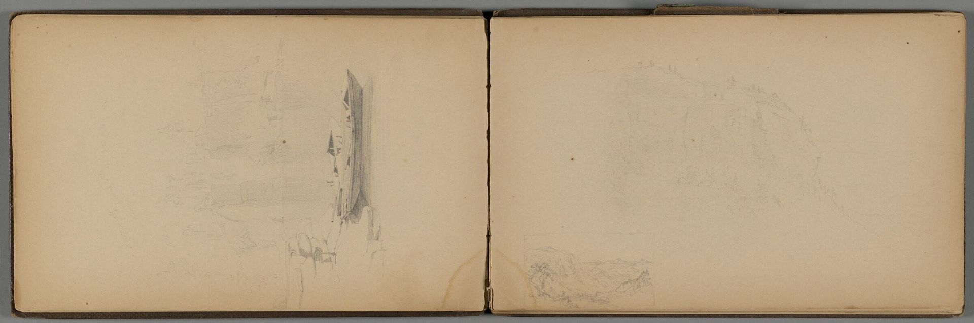 Two Landscapes; verso: Cliff Scene with Figure by Sanford Robinson Gifford