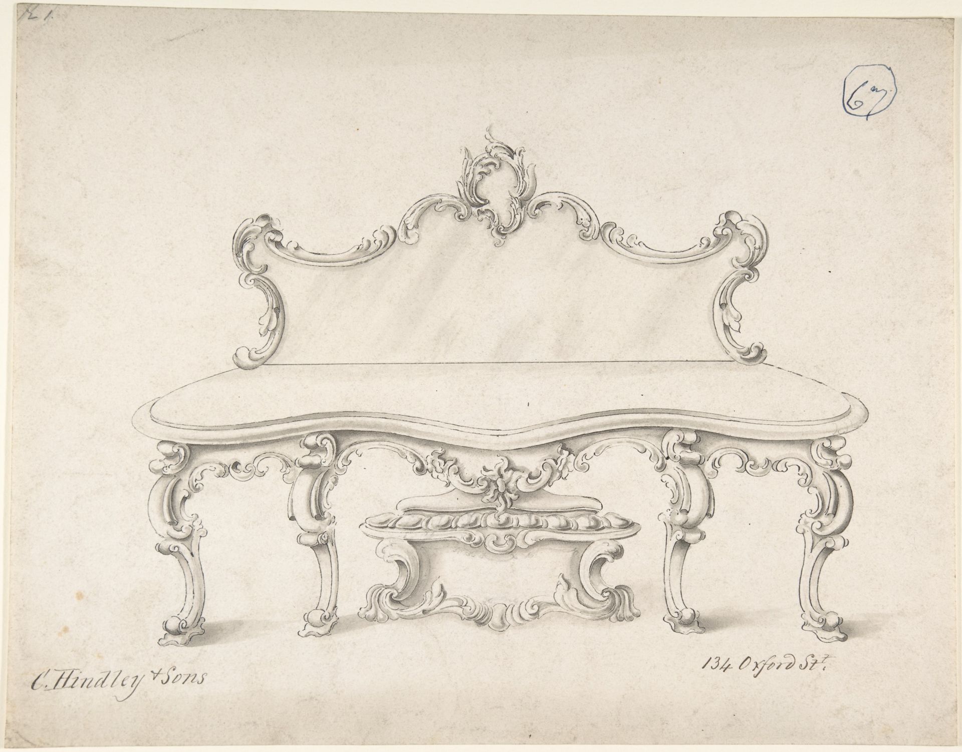 Design for a Loveseat by Charles Hindley and Sons