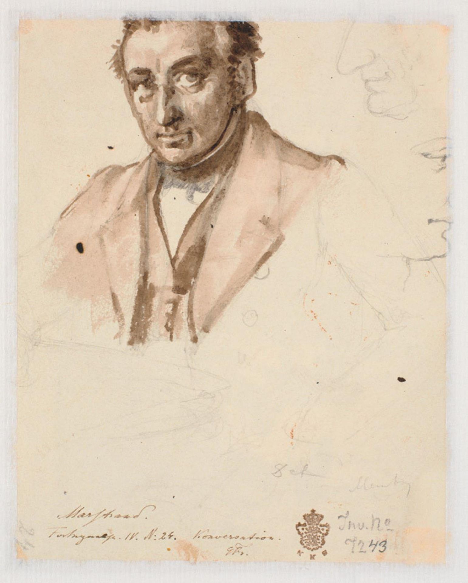 Mandsportræt og to profiler by Wilhelm Marstrand