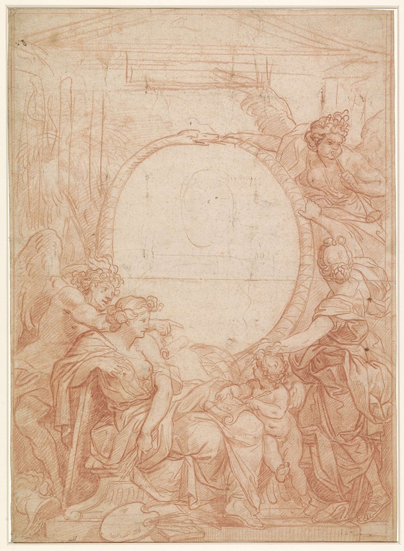 Ontwerp voor een portret omrand door een slang by Charles Le Brun