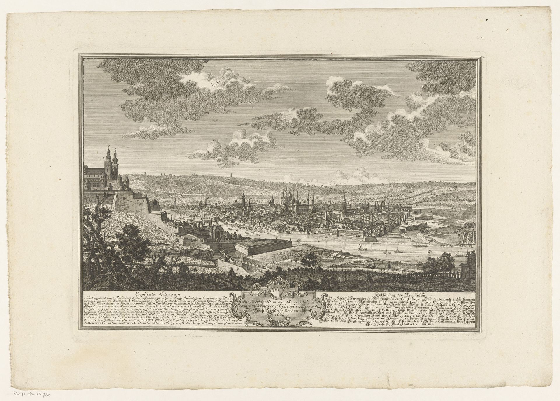 Gezicht op Würzburg by Johann August Corvinus