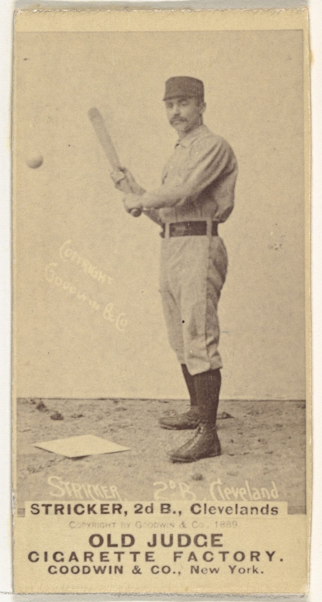 John A. "Cub" Stricker, 2nd Base, Cleveland, from the Old Judge series (N172) for Old Judge Cigarettes by Goodwin & Company