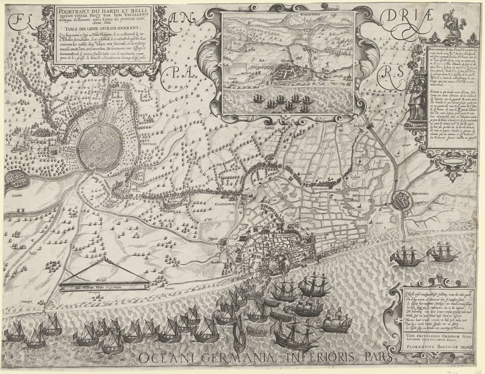 Tocht van het leger van Maurits naar Oostende (rechterblad), 1600 by Floris Balthasarsz van Berckenrode