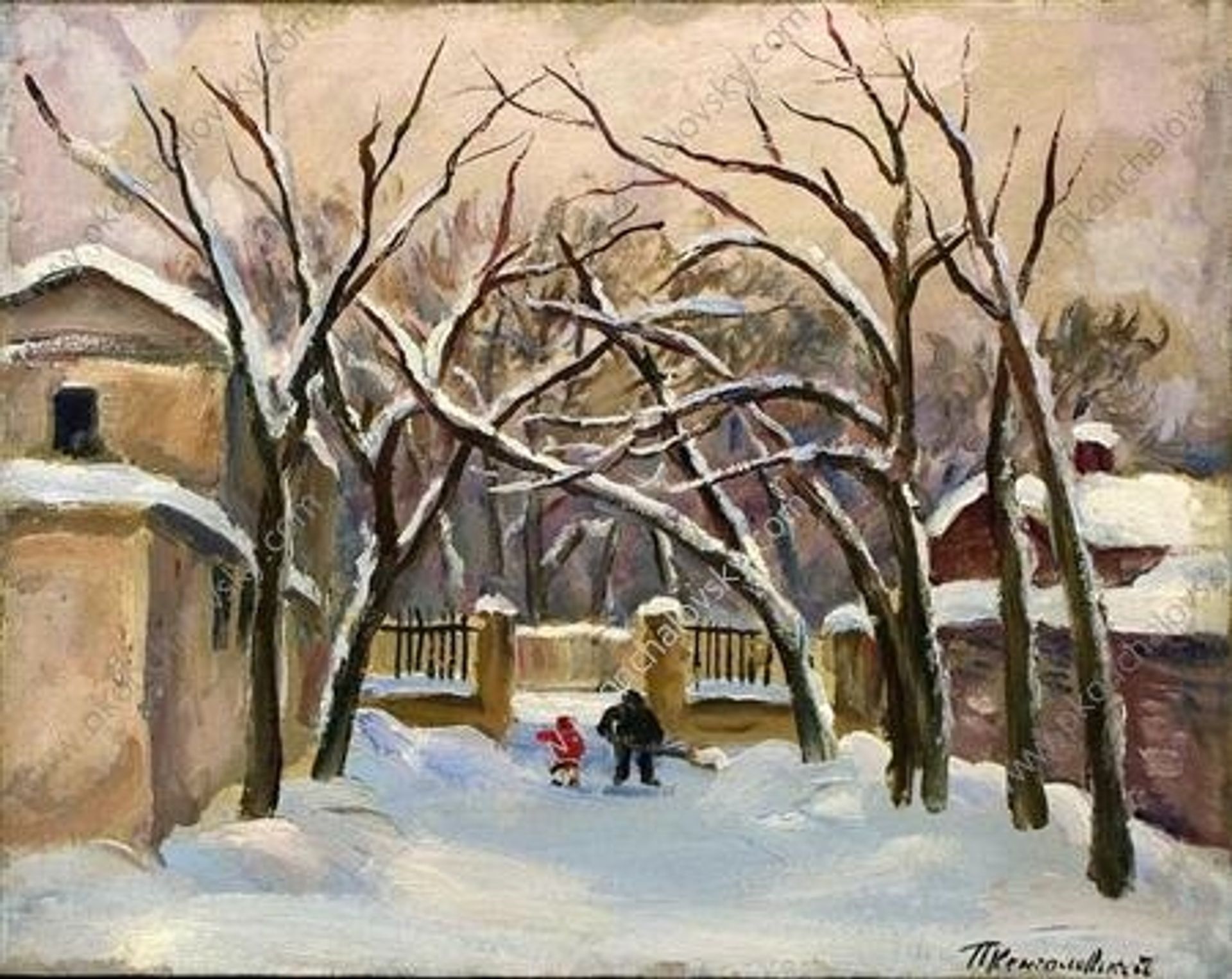 Yard of Samarins' House on Spiridonovka by Pyotr Konchalovsky
