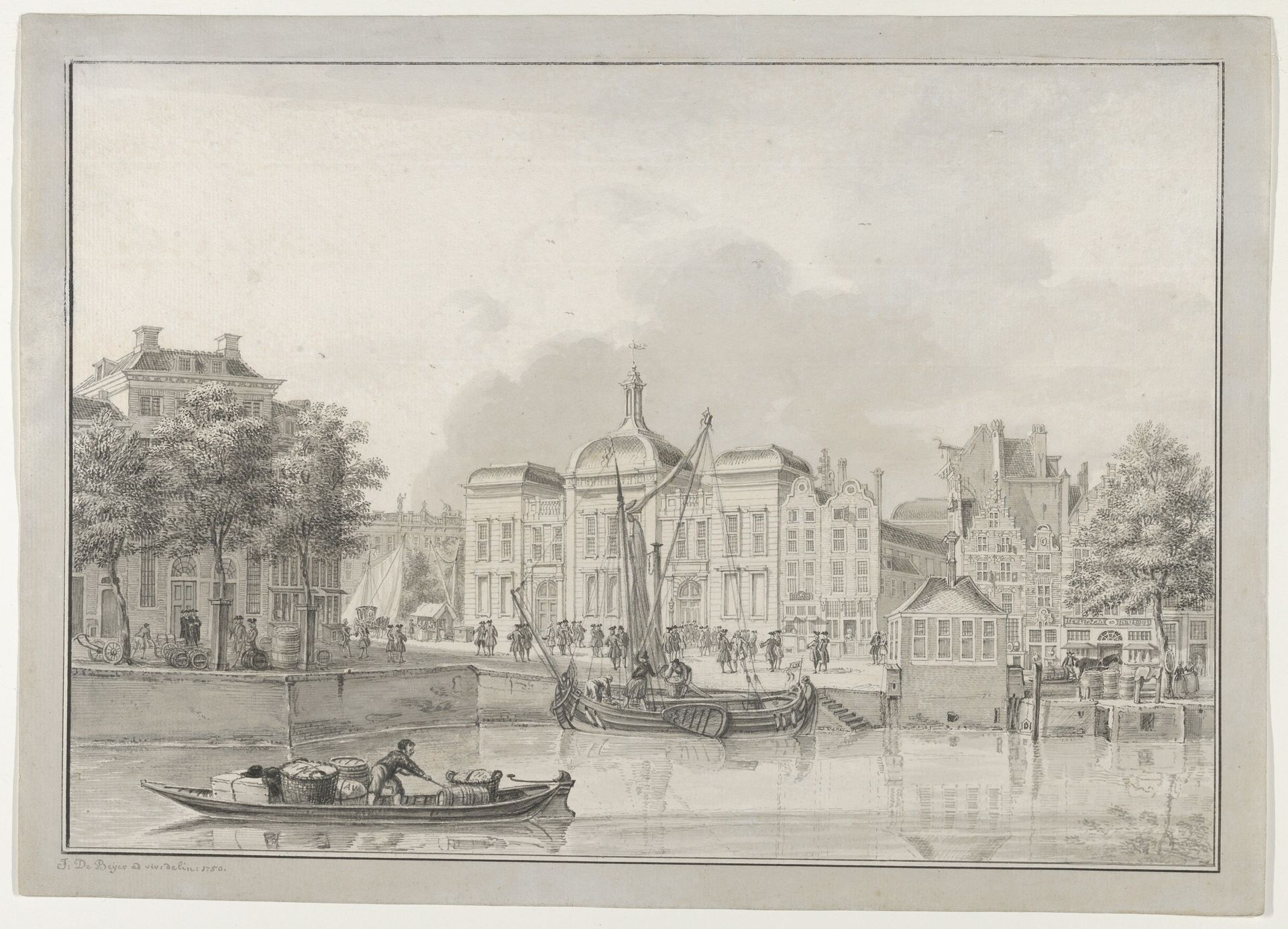 The Old Stock Exchange (Koopmansbeurs), Rotterdam, seen from the East, with the Kolk and the Beursplein in the Foreground by Jan de Beijer