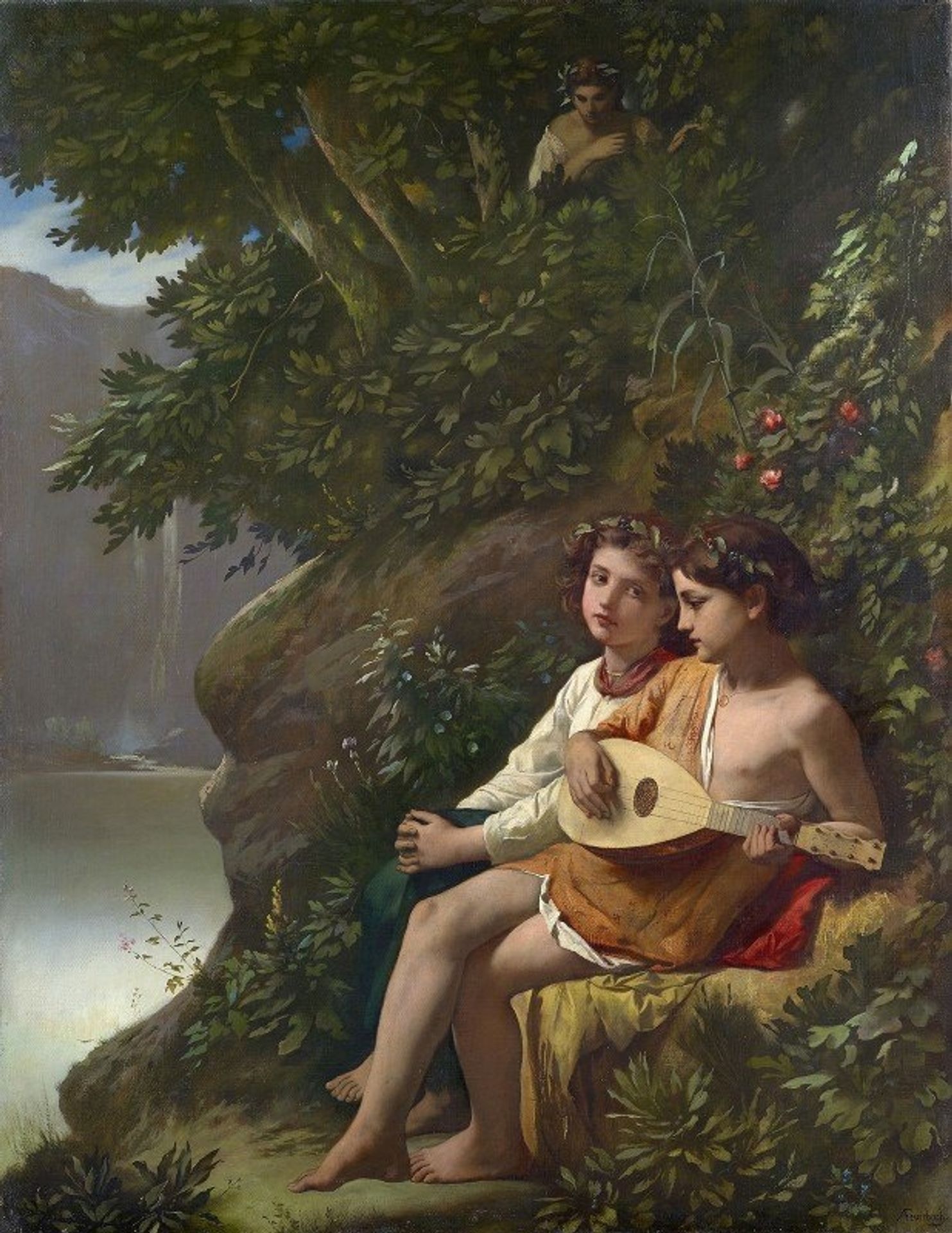 Children Making Music Overheard By A Nymph by Anselm Feuerbach
