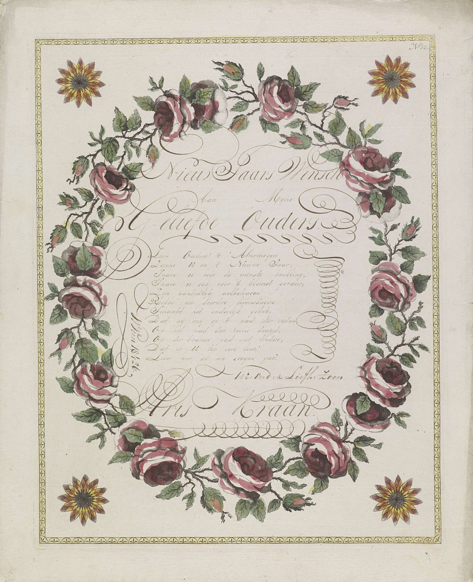 Wensbrief met rozenkrans by Hendrik Moolenyzer