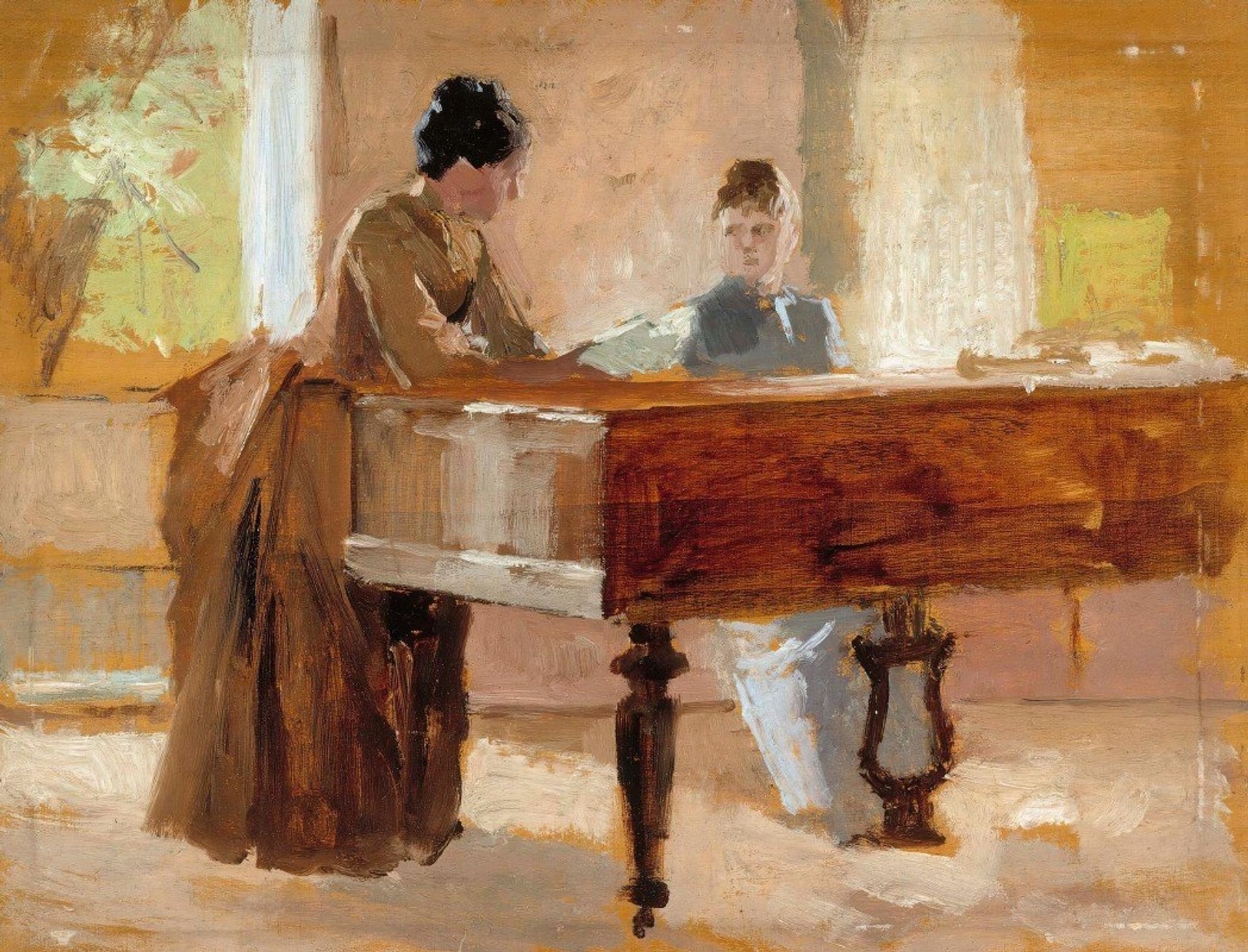 In The Drawing Room At Haikko, Study For An Old Tune by Albert Edelfelt