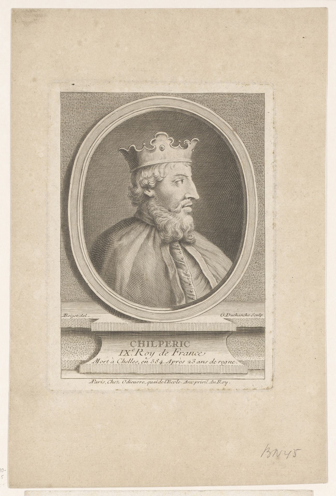 Portret van Chilperik I van Frankrijk by Gaspard Duchange