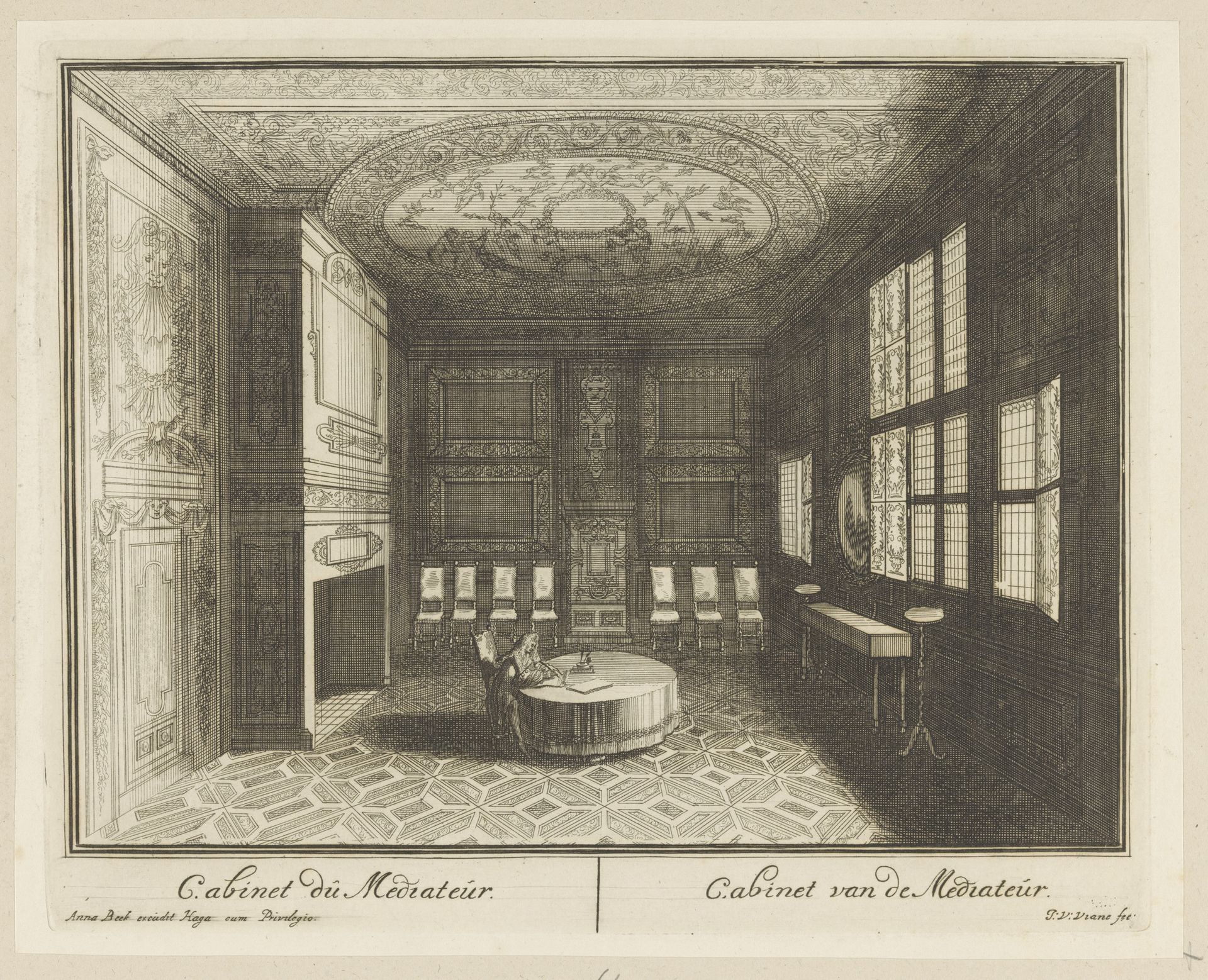 Kabinet van de bemiddelaar in het Huis ter Nieuburch in Rijswijk, 1697 by Jan van Vianen